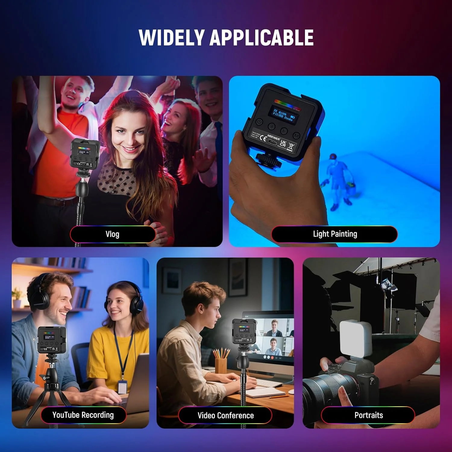 نور ویدئویی RGB مغناطیسی دوربین NEEWER، نور کامل رنگی RGB61 با زاویه 360 درجه CRI97+ 2500-8500K 2000mAh، پنل LED کوچک قابل حمل برای عکاسی و فیلمبرداری، دارای 3 کفشک سرد، 20 صحنه و پارچه تمیز کننده نور ویدئویی RGB مغناطیسی دوربین NEEWER، نور کامل رنگی RGB61 با زاویه 360 درجه CRI97+ 2500-8500K 2000mAh، پنل LED کوچک قابل حمل برای عکاسی و فیلمبرداری، دارای 3 کفشک سرد، 20 صحنه و پارچه تمیز کننده