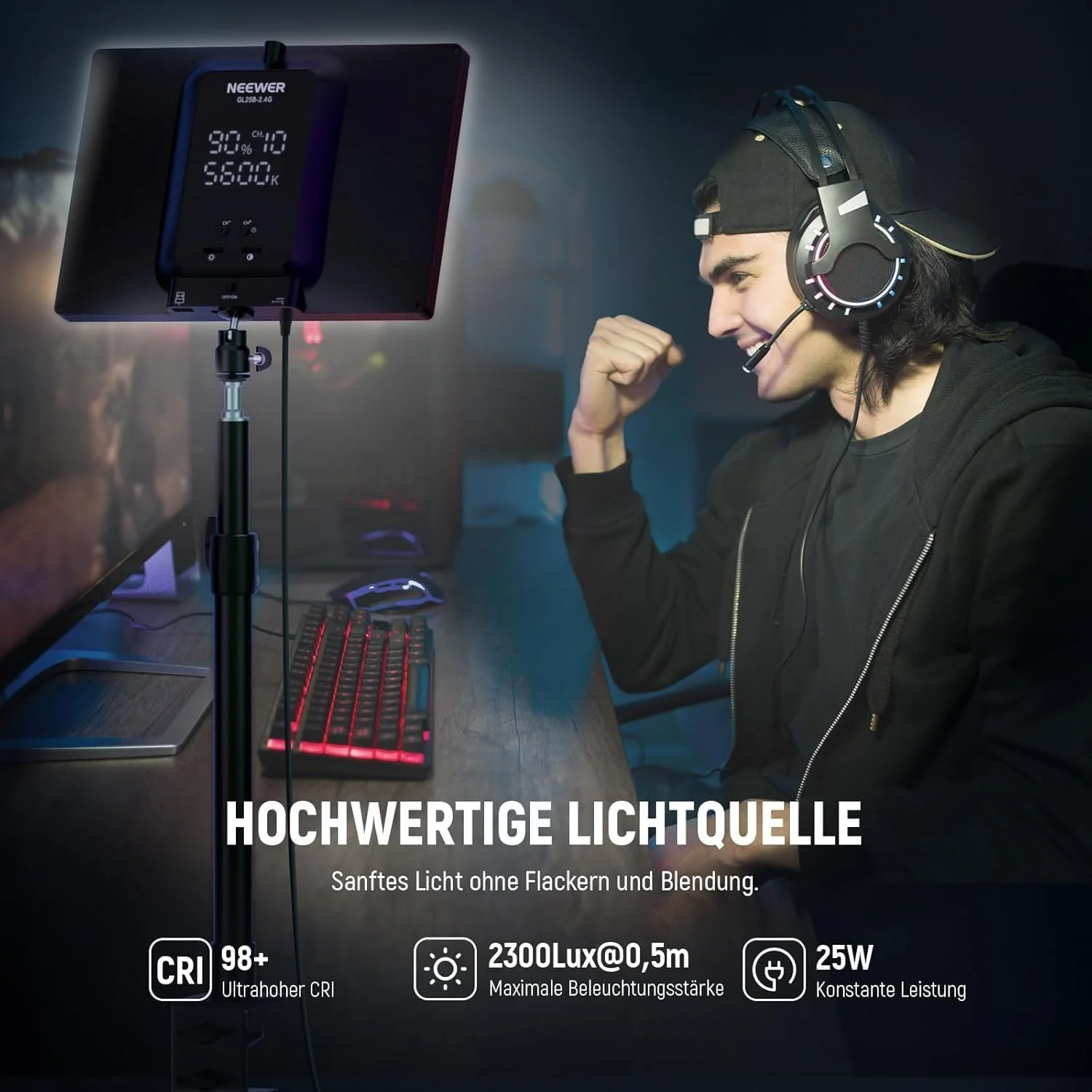 نور کلیدی استریمینگ 25 وات نیور 12.9 اینچی با پایه رومیزی/ریموت 2.4G/فرستنده USB، کنترل برنامه PC/Mac، پنل لبه روشن دیمرپذیر، نور ویدئویی با 2300Lux 2900K-7000K CRI98+ برای وب کم لپ تاپ زوم نور کلیدی استریمینگ 25 وات نیور 12.9 اینچی با پایه رومیزی/ریموت 2.4G/فرستنده USB، کنترل برنامه PC/Mac، پنل لبه روشن دیمرپذیر، نور ویدئویی با 2300Lux 2900K-7000K CRI98+ برای وب کم لپ تاپ زوم