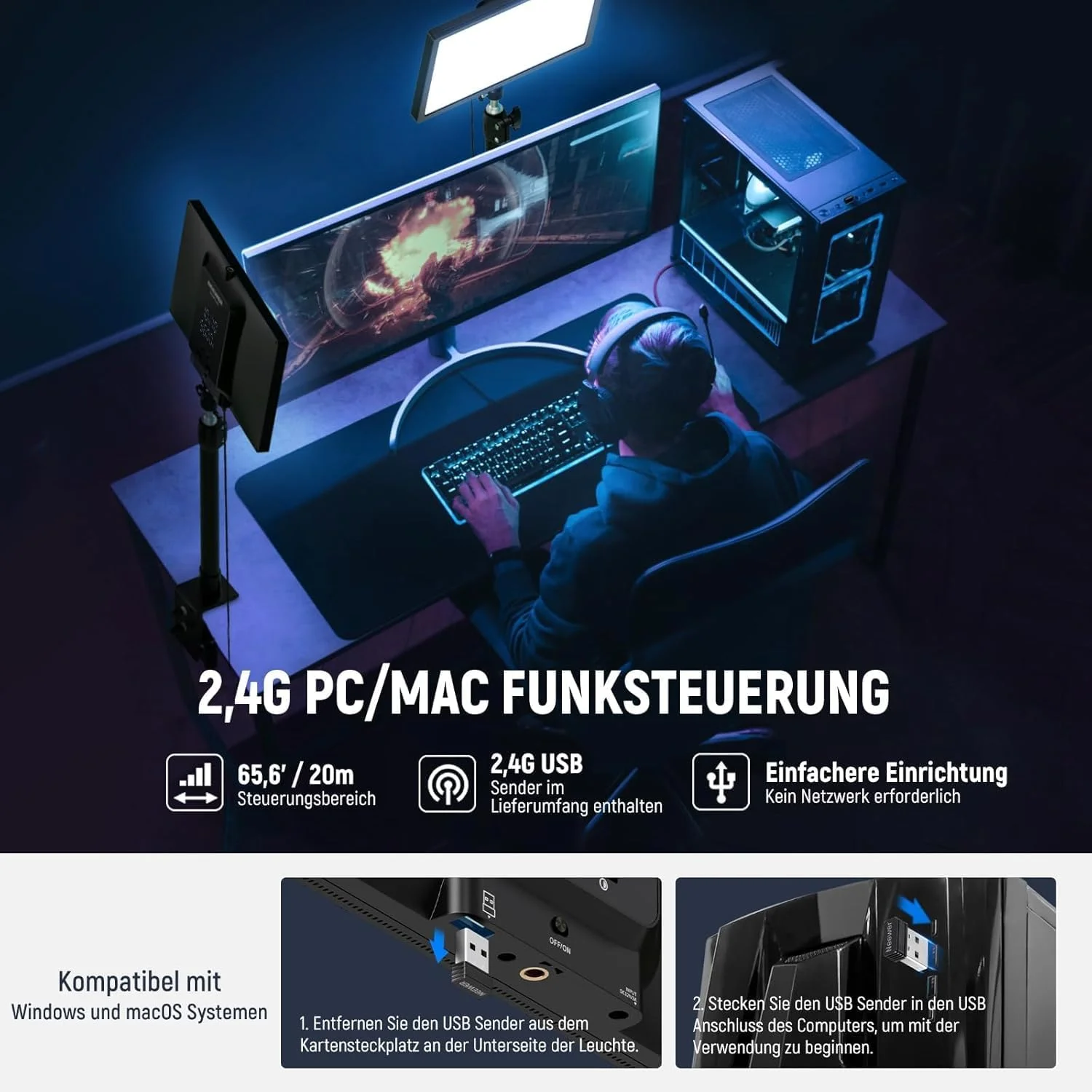 نور کلیدی استریمینگ 25 وات نیور 12.9 اینچی با پایه رومیزی/ریموت 2.4G/فرستنده USB، کنترل برنامه PC/Mac، پنل لبه روشن دیمرپذیر، نور ویدئویی با 2300Lux 2900K-7000K CRI98+ برای وب کم لپ تاپ زوم نور کلیدی استریمینگ 25 وات نیور 12.9 اینچی با پایه رومیزی/ریموت 2.4G/فرستنده USB، کنترل برنامه PC/Mac، پنل لبه روشن دیمرپذیر، نور ویدئویی با 2300Lux 2900K-7000K CRI98+ برای وب کم لپ تاپ زوم