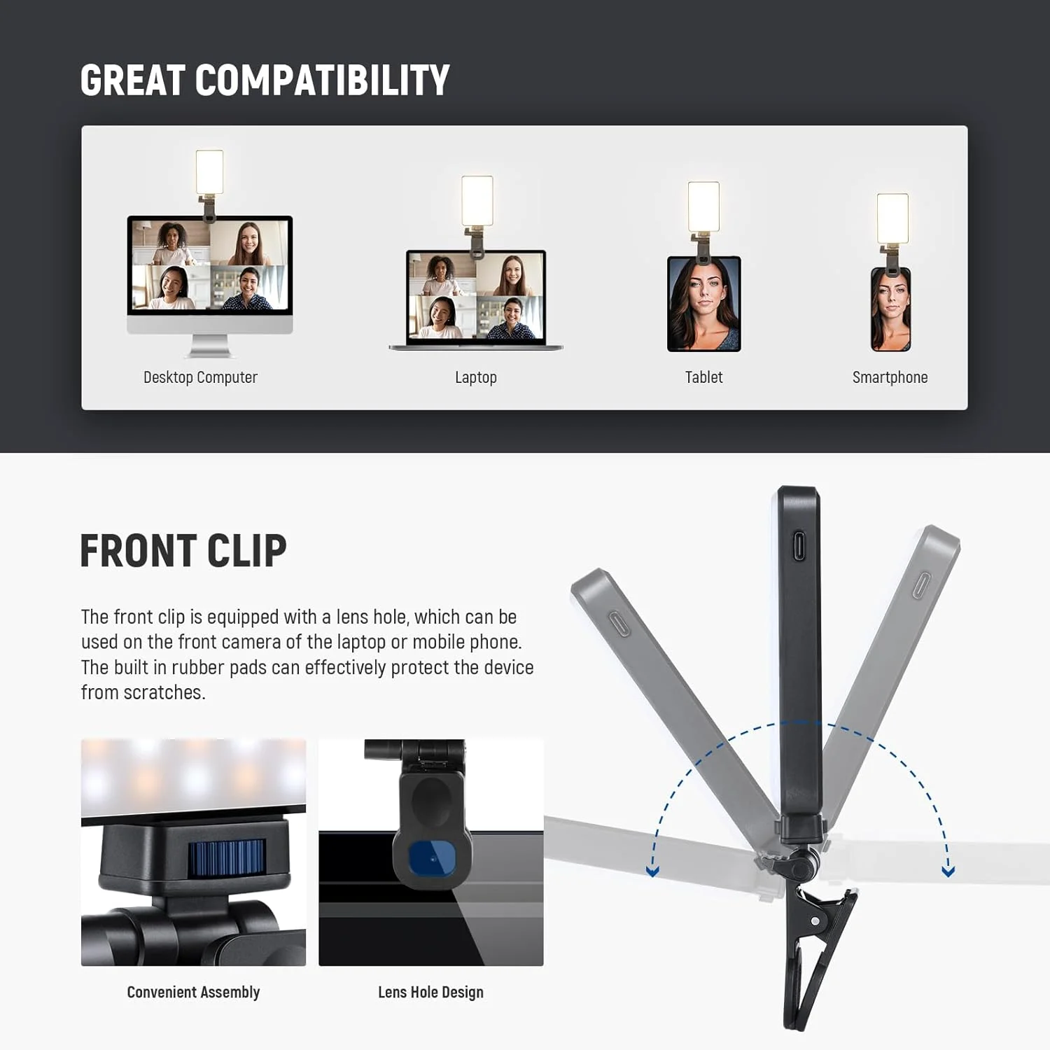 نور سلفی LED مدل NEEWER BASICS سازگار با دوربین آیفون، لپ تاپ، وب کم برای کنفرانس ویدیویی، ضبط، تماس های زوم، نور پرکننده گیره ای قابل تنظیم 2500-9000K CRI95+، BL120B نور سلفی LED مدل NEEWER BASICS سازگار با دوربین آیفون، لپ تاپ، وب کم برای کنفرانس ویدیویی، ضبط، تماس های زوم، نور پرکننده گیره ای قابل تنظیم 2500-9000K CRI95+، BL120B