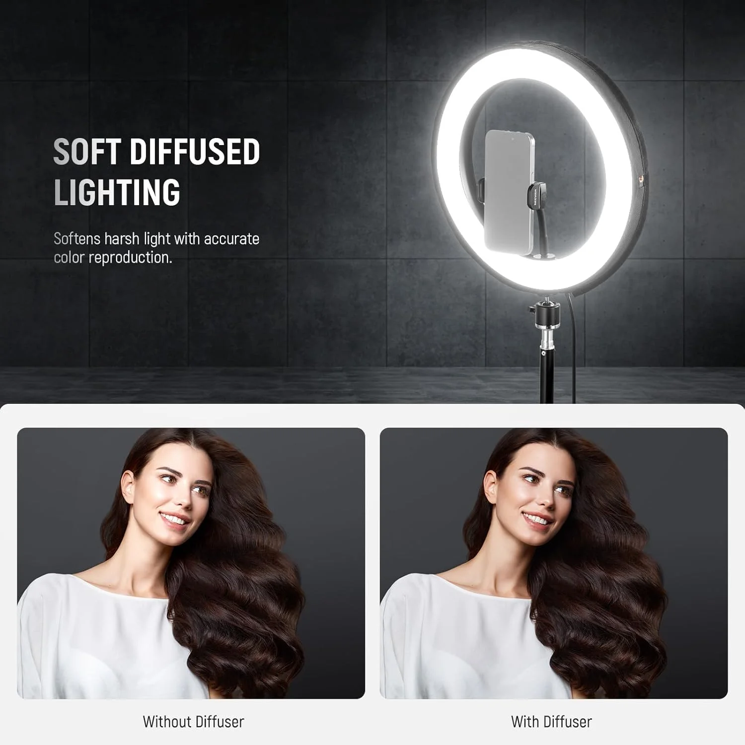 دیفیوزر رینگ لایت 12 اینچی NEEWER NS008 برای RH12B RH12C، سفید، USB، نور مداوم دوربین دیفیوزر رینگ لایت 12 اینچی NEEWER NS008 برای RH12B RH12C، سفید، USB، نور مداوم دوربین