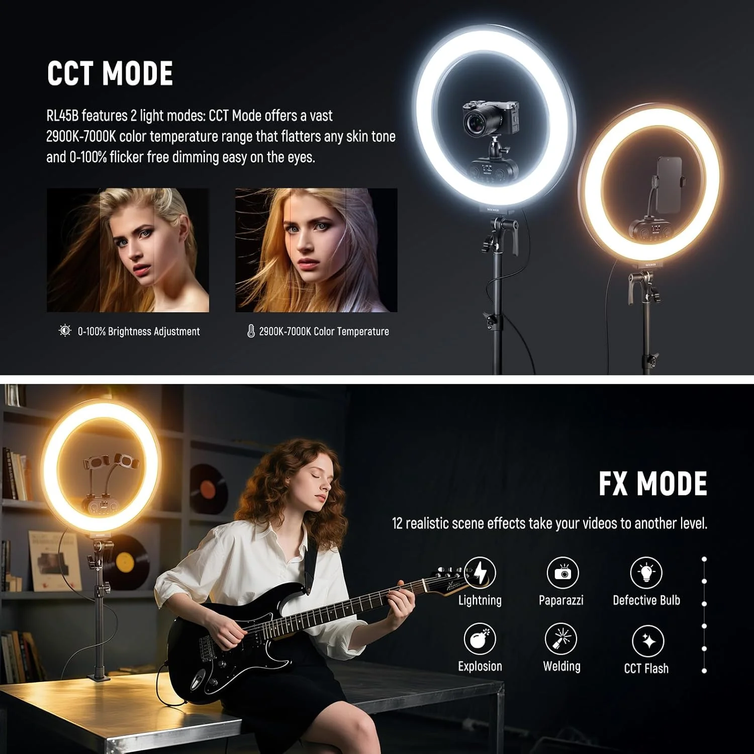 نور حلقه ای 18 اینچی NEEWER RL45B با لبه روشن برای موبایل، دوربین، لپ تاپ، ست نورپردازی LED، نگهدارنده تلفن، پایه رومیزی، مانت سر توپی، وب کم، تماس زوم، استریمینگ، سلفی نور حلقه ای 18 اینچی NEEWER RL45B با لبه روشن برای موبایل، دوربین، لپ تاپ، ست نورپردازی LED، نگهدارنده تلفن، پایه رومیزی، مانت سر توپی، وب کم، تماس زوم، استریمینگ، سلفی