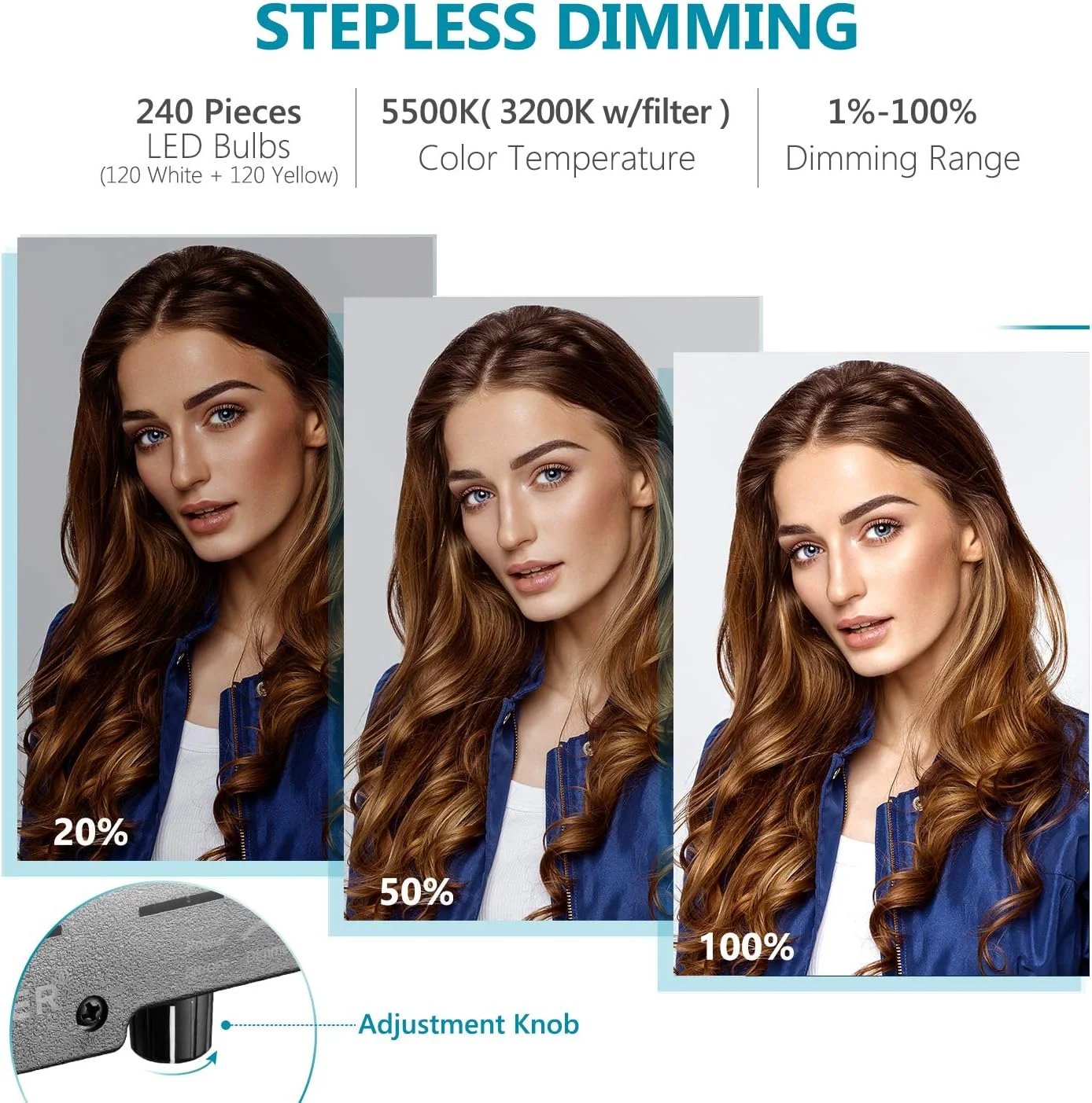 نور حلقه ای LED نیور با قطر بیرونی 18 اینچ، دارای دو هات شو بالا/پایین، آینه، نگهدارنده تلفن هوشمند، پایه نور، لوله نرم، فیلتر رنگی برای آرایش، زیبایی صورت، پرتره و فیلمبرداری (دوشاخه آمریکایی)