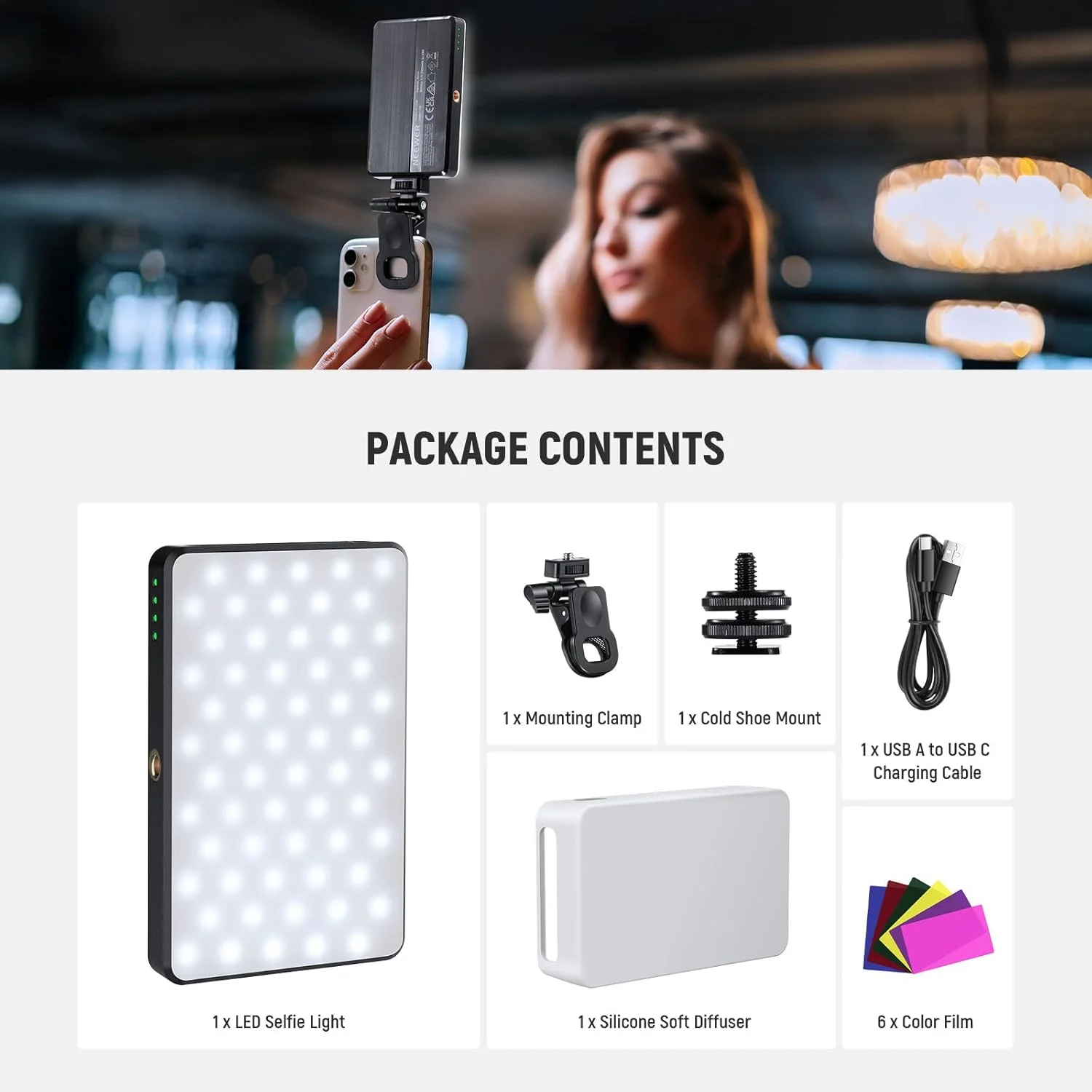 نور سلفی LED مدل NEEWER BASICS سازگار با دوربین آیفون، لپ تاپ، وب کم برای کنفرانس ویدیویی، ضبط، تماس های زوم، نور پرکننده گیره ای قابل تنظیم 2500-9000K CRI95+، BL120B نور سلفی LED مدل NEEWER BASICS سازگار با دوربین آیفون، لپ تاپ، وب کم برای کنفرانس ویدیویی، ضبط، تماس های زوم، نور پرکننده گیره ای قابل تنظیم 2500-9000K CRI95+، BL120B