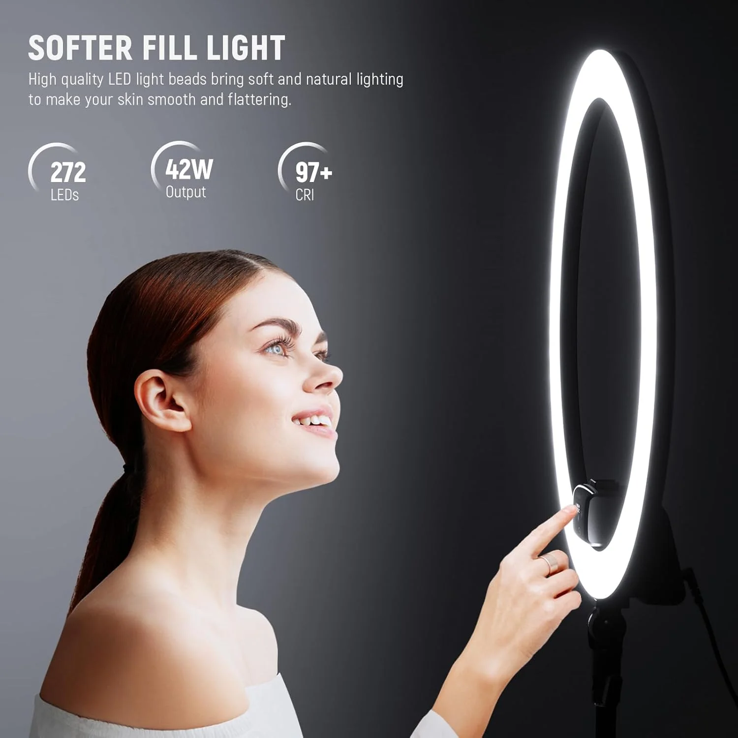 حلقه نور LED نیور با سه پایه پیشرفته، حلقه نور بزرگ 48 سانتی متری با پایه، کنترل لمسی دستی با صفحه نمایش LCD، کنترل از راه دور 2.4G، نور حلقه ای چندگانه 3200-5600K برای دوربین موبایل (مشکی) حلقه نور LED نیور با سه پایه پیشرفته، حلقه نور بزرگ 48 سانتی متری با پایه، کنترل لمسی دستی با صفحه نمایش LCD، کنترل از راه دور 2.4G، نور حلقه ای چندگانه 3200-5600K برای دوربین موبایل (مشکی)