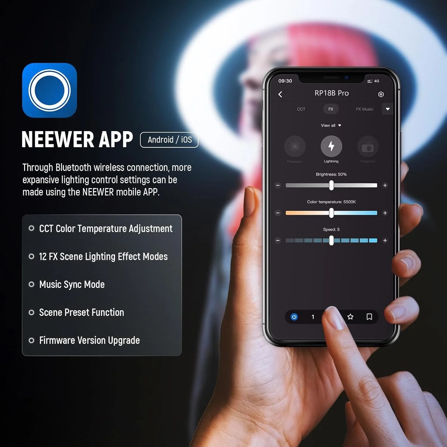 حلقه نور حرفه ای 18 اینچی NEEWER، حلقه نور فوق العاده نازک، 45 وات 2900K-7000K TLCI98، با سه پایه، شاتر از راه دور و کنترل برنامه، نورپردازی نرم تر برای سلفی TikTok، RP18B Pro سفید حلقه نور حرفه ای 18 اینچی NEEWER، حلقه نور فوق العاده نازک، 45 وات 2900K-7000K TLCI98، با سه پایه، شاتر از راه دور و کنترل برنامه، نورپردازی نرم تر برای سلفی TikTok، RP18B Pro سفید