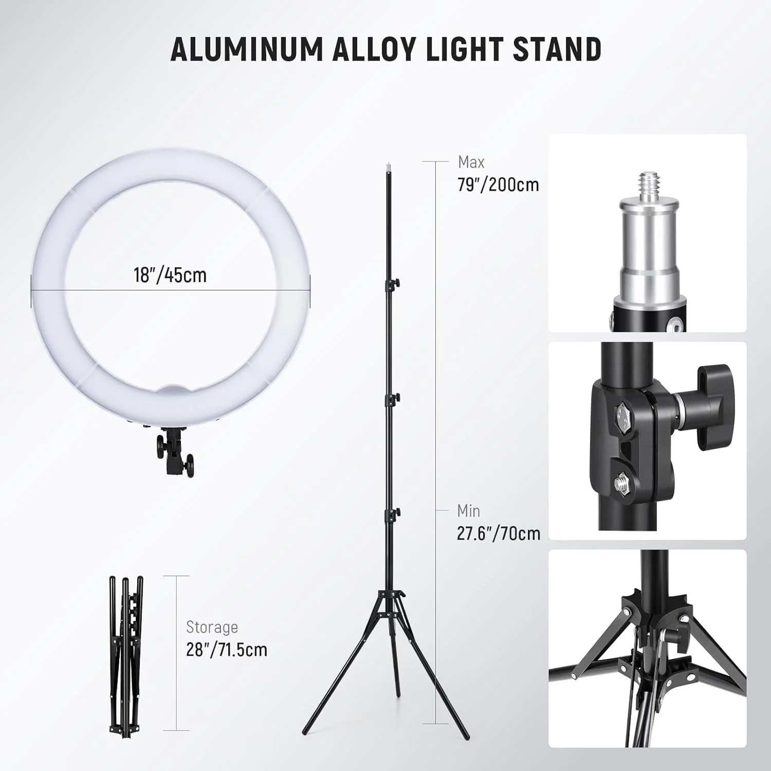 کیت نور حلقه ای LED دیمر پذیر 18 اینچی Neewer SMD با پایه نور 78.7 اینچی، فیلتر و آداپتور کفشک دار برای نورپردازی LED استودیوی عکس، پرتره، فیلمبرداری YouTube TikTok (بدون کیف حمل) کیت نور حلقه ای LED دیمر پذیر 18 اینچی Neewer SMD با پایه نور 78.7 اینچی، فیلتر و آداپتور کفشک دار برای نورپردازی LED استودیوی عکس، پرتره، فیلمبرداری YouTube TikTok (بدون کیف حمل)