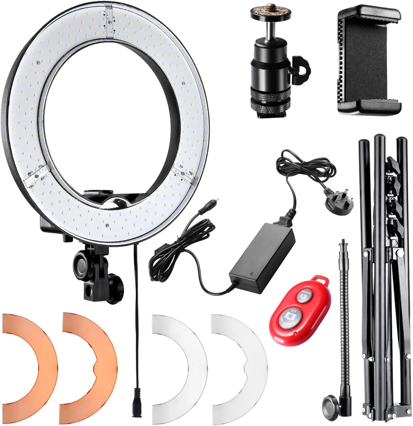 کیت نور حلقه ای LED نئور 12 اینچی داخلی/14 اینچی خارجی و پایه نور 36 وات 5500K با لوله نرم، فیلتر رنگی، آداپتور کفشک دار، گیرنده بلوتوث برای فیلمبرداری دوربین، یوتیوب، تیک تاک کیت نور حلقه ای LED نئور 12 اینچی داخلی/14 اینچی خارجی و پایه نور 36 وات 5500K با لوله نرم، فیلتر رنگی، آداپتور کفشک دار، گیرنده بلوتوث برای فیلمبرداری دوربین، یوتیوب، تیک تاک