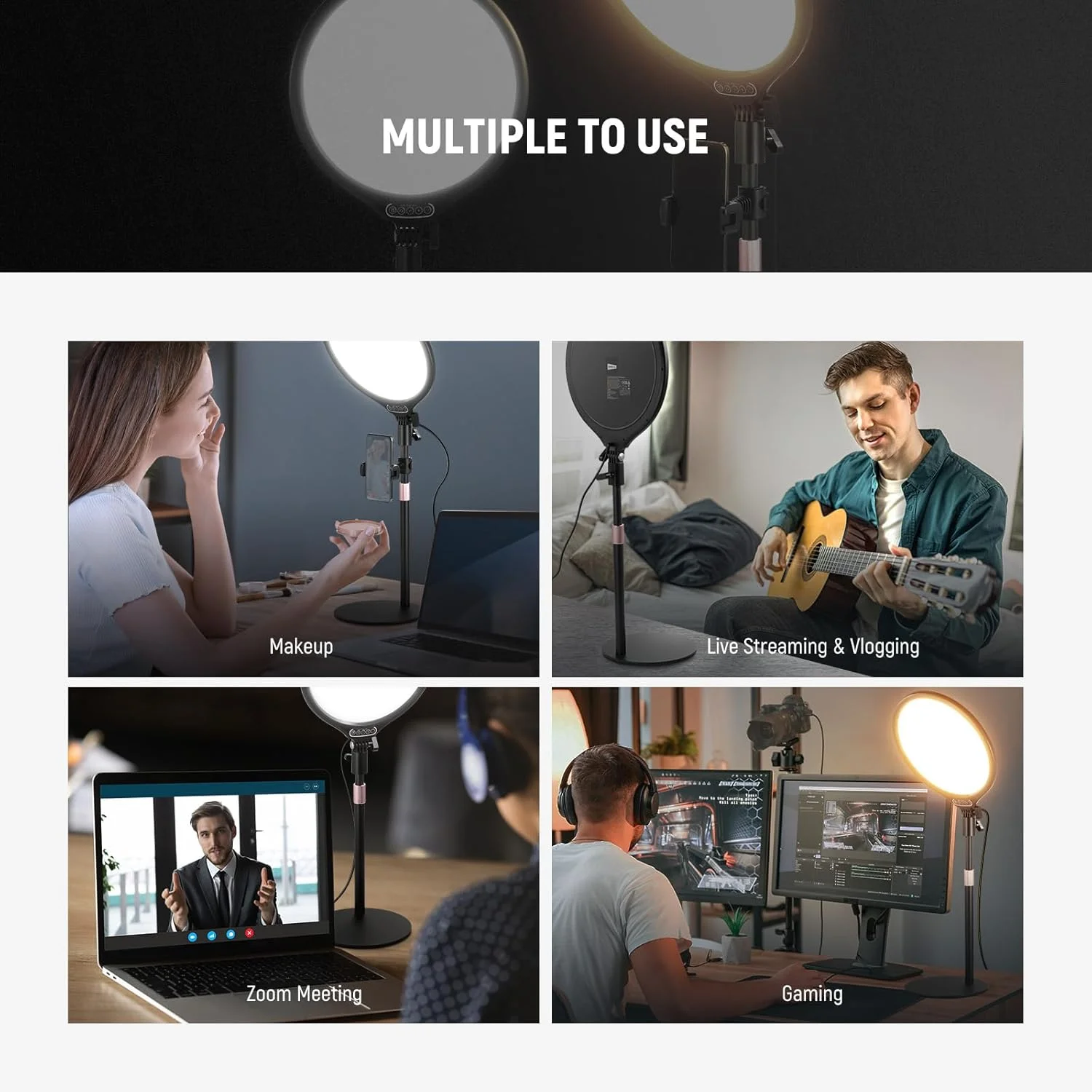 نور حلقه ای رومیزی 10.5 اینچی NEEWER BASICS با پایه/نگهدارنده تلفن/تایمر، نورپردازی LED سلفی تمام صفحه 15 واتی 3000-6500K برای ضبط آیفون، استریمینگ، آرایش، لپ تاپ، وب کم، کنفرانس ویدیویی زوم، R10 نور حلقه ای رومیزی 10.5 اینچی NEEWER BASICS با پایه/نگهدارنده تلفن/تایمر، نورپردازی LED سلفی تمام صفحه 15 واتی 3000-6500K برای ضبط آیفون، استریمینگ، آرایش، لپ تاپ، وب کم، کنفرانس ویدیویی زوم، R10