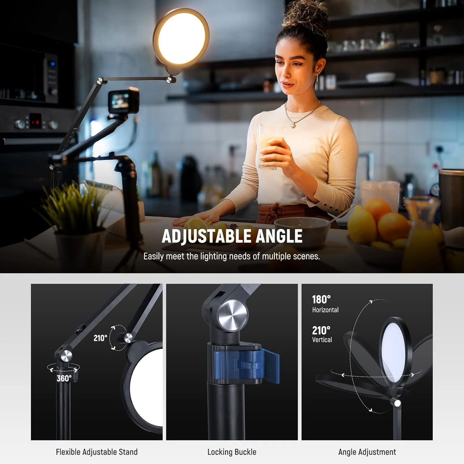 نور حلقه ای رومیزی 7 اینچی NEEWER Basis 18W برای نورپردازی کنفرانس ویدیویی استریمینگ، نور دایره ای LED تمام صفحه با قابلیت تنظیم نور 3000-6500K با بازوی مفصلی و گیره C برای ضبط تماس های زوم تلفن/کامپیوتر نور حلقه ای رومیزی 7 اینچی NEEWER Basis 18W برای نورپردازی کنفرانس ویدیویی استریمینگ، نور دایره ای LED تمام صفحه با قابلیت تنظیم نور 3000-6500K با بازوی مفصلی و گیره C برای ضبط تماس های زوم تلفن/کامپیوتر
