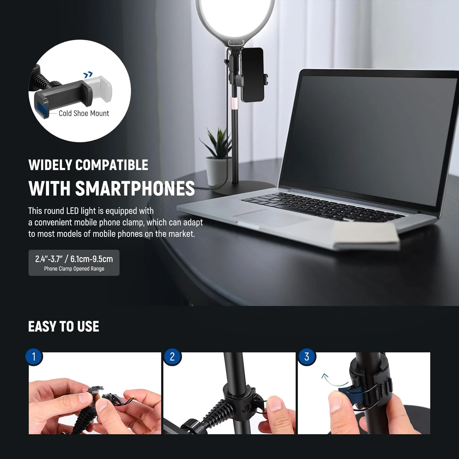 نور حلقه ای رومیزی 10.5 اینچی NEEWER BASICS با پایه/نگهدارنده تلفن/تایمر، نورپردازی LED سلفی تمام صفحه 15 واتی 3000-6500K برای ضبط آیفون، استریمینگ، آرایش، لپ تاپ، وب کم، کنفرانس ویدیویی زوم، R10 نور حلقه ای رومیزی 10.5 اینچی NEEWER BASICS با پایه/نگهدارنده تلفن/تایمر، نورپردازی LED سلفی تمام صفحه 15 واتی 3000-6500K برای ضبط آیفون، استریمینگ، آرایش، لپ تاپ، وب کم، کنفرانس ویدیویی زوم، R10