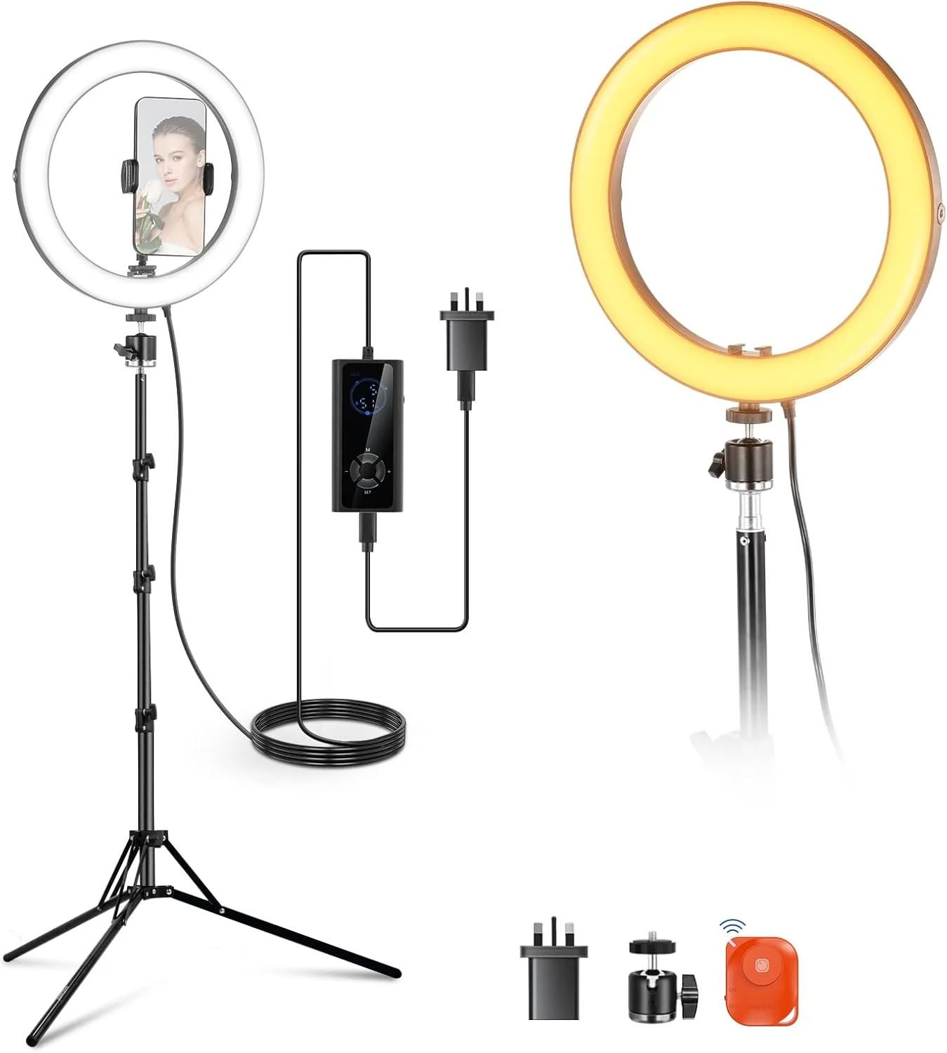 نور حلقه ای LED پرقدرت 10 اینچی 20 واتی NEEWER برای گوشی با پایه سه پایه 71 اینچی، نور حلقه ای دو رنگ، نگهدارنده گوشی سازگار با آیفون برای ضبط ویدیو، سلفی، آرایش، استودیو، پخش زنده، TikTok، RH10B