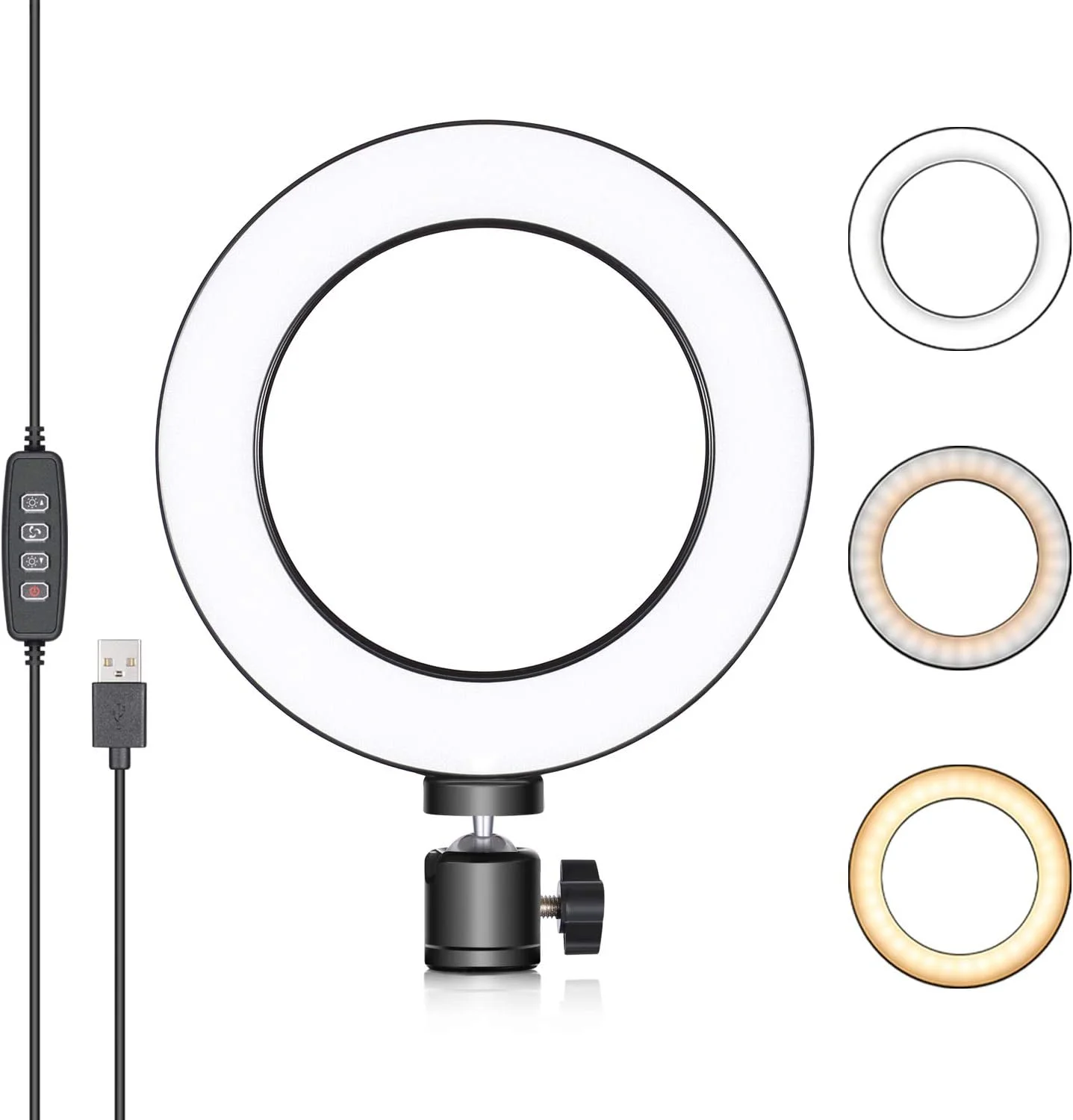نور حلقه ای USB نیور 6 اینچی، نورپردازی کنفرانس ویدیویی برای جلسات تماس زوم/پخش خودکار/کار از راه دور/یوتیوب/ویدیو TikTok/پخش زنده با 3 حالت نور، روشنایی 10 سطح