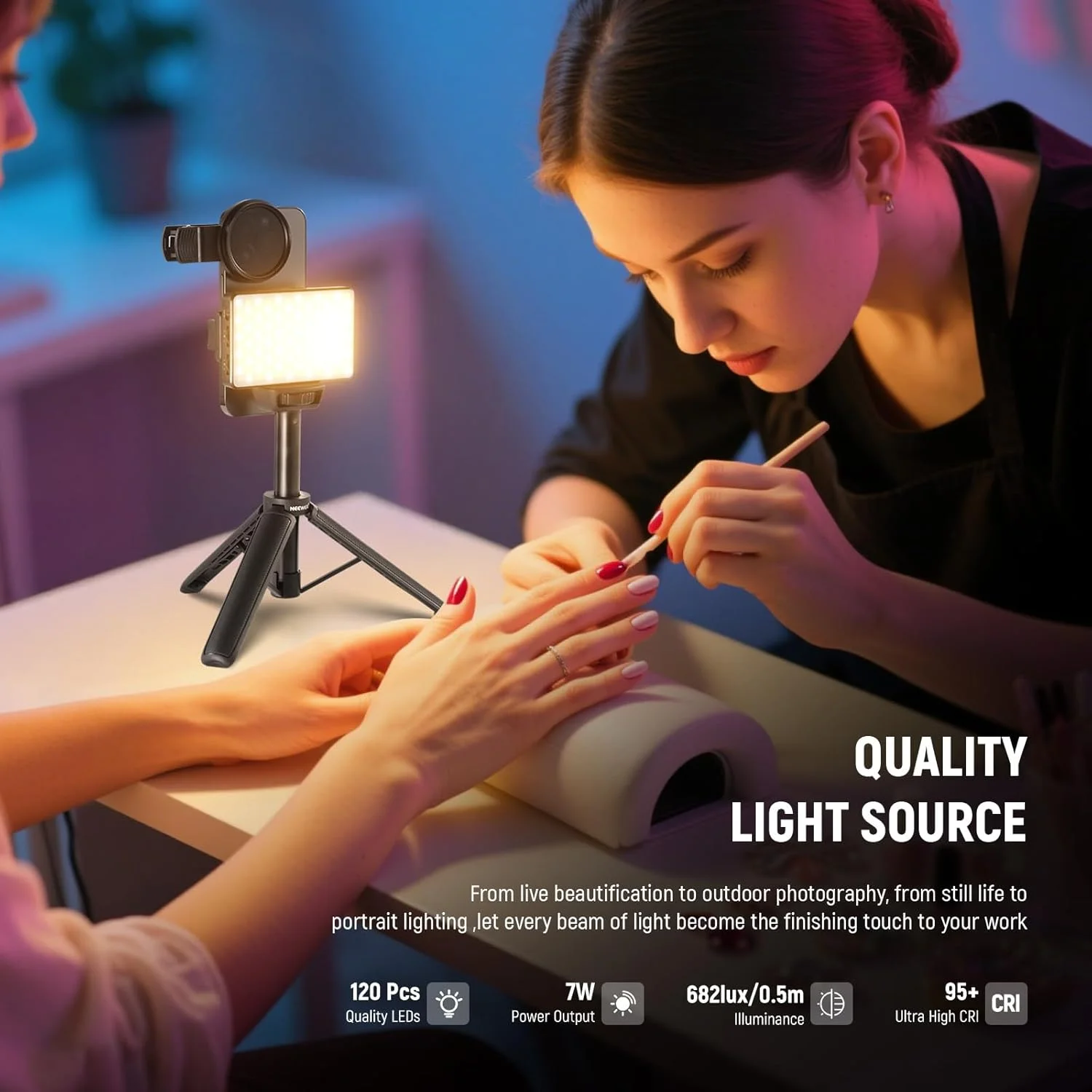 نور سلفی و تاتو LED مدل NEEWRE BASICS سازگار با آیفون، دارای گیره فیلتر CPL/پایه سه پایه/نگهدارنده تلفن، نور پرکننده حذف انعکاس برای هنر، غذا، جواهرات، عکاسی، ضبط ویدیو، ST120B نور سلفی و تاتو LED مدل NEEWRE BASICS سازگار با آیفون، دارای گیره فیلتر CPL/پایه سه پایه/نگهدارنده تلفن، نور پرکننده حذف انعکاس برای هنر، غذا، جواهرات، عکاسی، ضبط ویدیو، ST120B