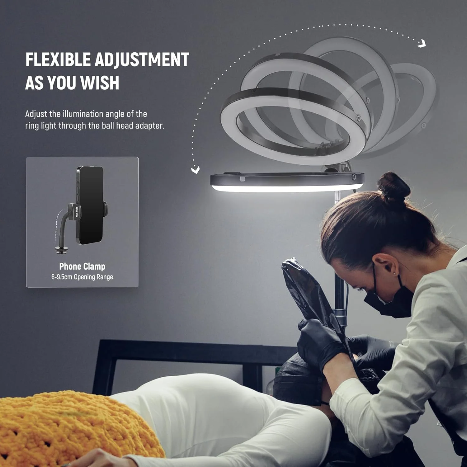 نور حلقه ای LED پرقدرت 10 اینچی 20 واتی NEEWER برای گوشی با پایه سه پایه 71 اینچی، نور حلقه ای دو رنگ، نگهدارنده گوشی سازگار با آیفون برای ضبط ویدیو، سلفی، آرایش، استودیو، پخش زنده، TikTok، RH10B نور حلقه ای LED پرقدرت 10 اینچی 20 واتی NEEWER برای گوشی با پایه سه پایه 71 اینچی، نور حلقه ای دو رنگ، نگهدارنده گوشی سازگار با آیفون برای ضبط ویدیو، سلفی، آرایش، استودیو، پخش زنده، TikTok، RH10B