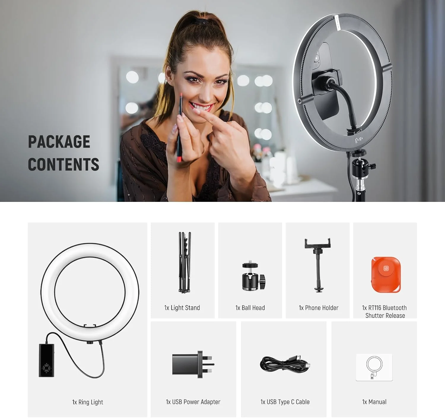 نور حلقه ای LED پرقدرت 10 اینچی 20 واتی NEEWER برای گوشی با پایه سه پایه 71 اینچی، نور حلقه ای دو رنگ، نگهدارنده گوشی سازگار با آیفون برای ضبط ویدیو، سلفی، آرایش، استودیو، پخش زنده، TikTok، RH10B نور حلقه ای LED پرقدرت 10 اینچی 20 واتی NEEWER برای گوشی با پایه سه پایه 71 اینچی، نور حلقه ای دو رنگ، نگهدارنده گوشی سازگار با آیفون برای ضبط ویدیو، سلفی، آرایش، استودیو، پخش زنده، TikTok، RH10B