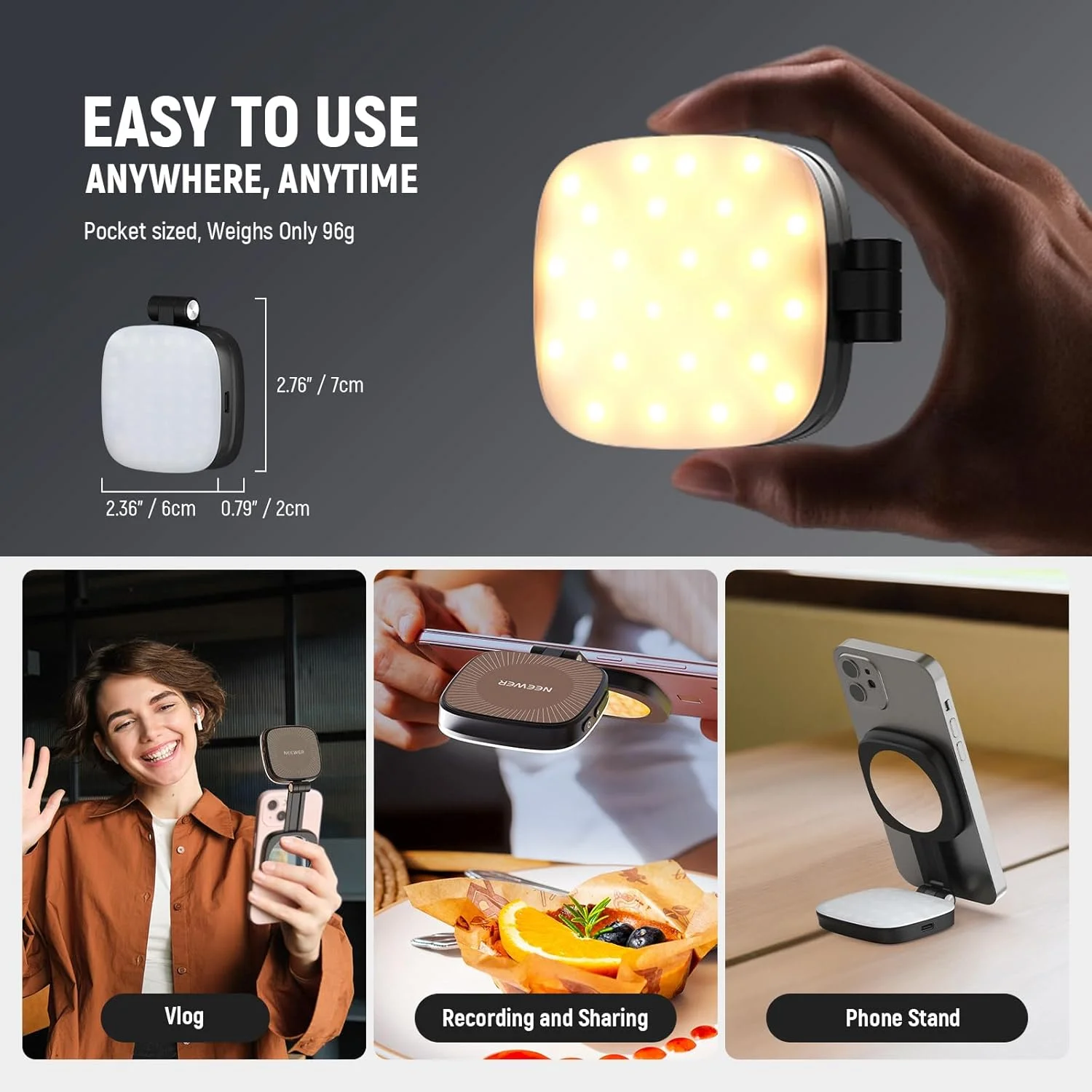 نور سلفی مغناطیسی NEEWER سازگار با MagSafe iPhone، CRI95 700lx/0.3m نور حلقه ای LED تاشو برای پر کردن نور گوشی با پایه/آینه برای بزرگنمایی، آرایش، عکاسی، ضبط، کنفرانس ویدیویی، مشکی NL48B نور سلفی مغناطیسی NEEWER سازگار با MagSafe iPhone، CRI95 700lx/0.3m نور حلقه ای LED تاشو برای پر کردن نور گوشی با پایه/آینه برای بزرگنمایی، آرایش، عکاسی، ضبط، کنفرانس ویدیویی، مشکی NL48B