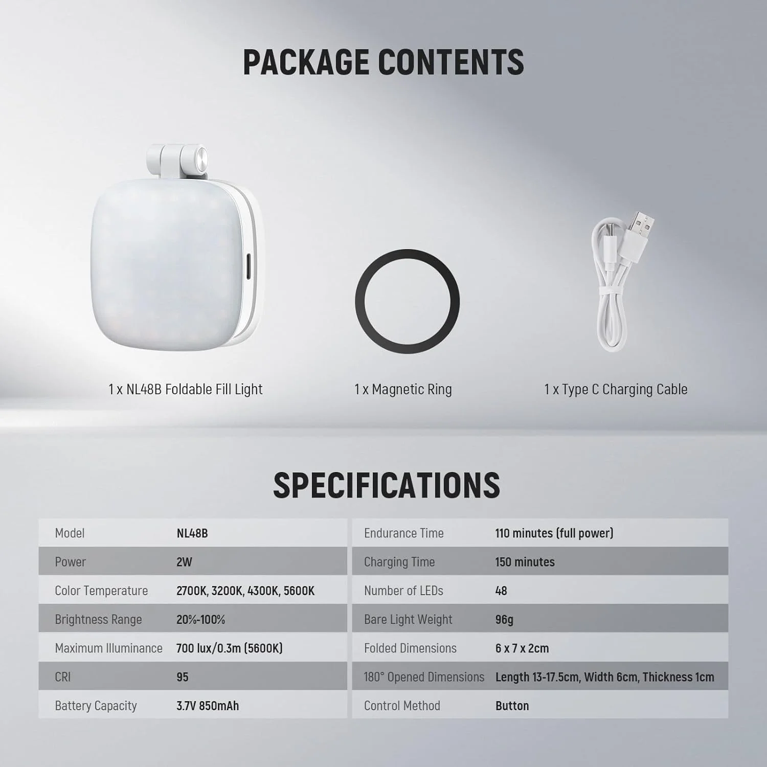 نور سلفی مغناطیسی NEEWER BASICS سازگار با MagSafe iPhone، نور حلقه ای CRI95 700lx/0.3 m LED تاشو تلفن با پایه/آینه برای بزرگنمایی آرایش عکسبرداری کنفرانس ویدیویی، سفید NL48B نور سلفی مغناطیسی NEEWER BASICS سازگار با MagSafe iPhone، نور حلقه ای CRI95 700lx/0.3 m LED تاشو تلفن با پایه/آینه برای بزرگنمایی آرایش عکسبرداری کنفرانس ویدیویی، سفید NL48B