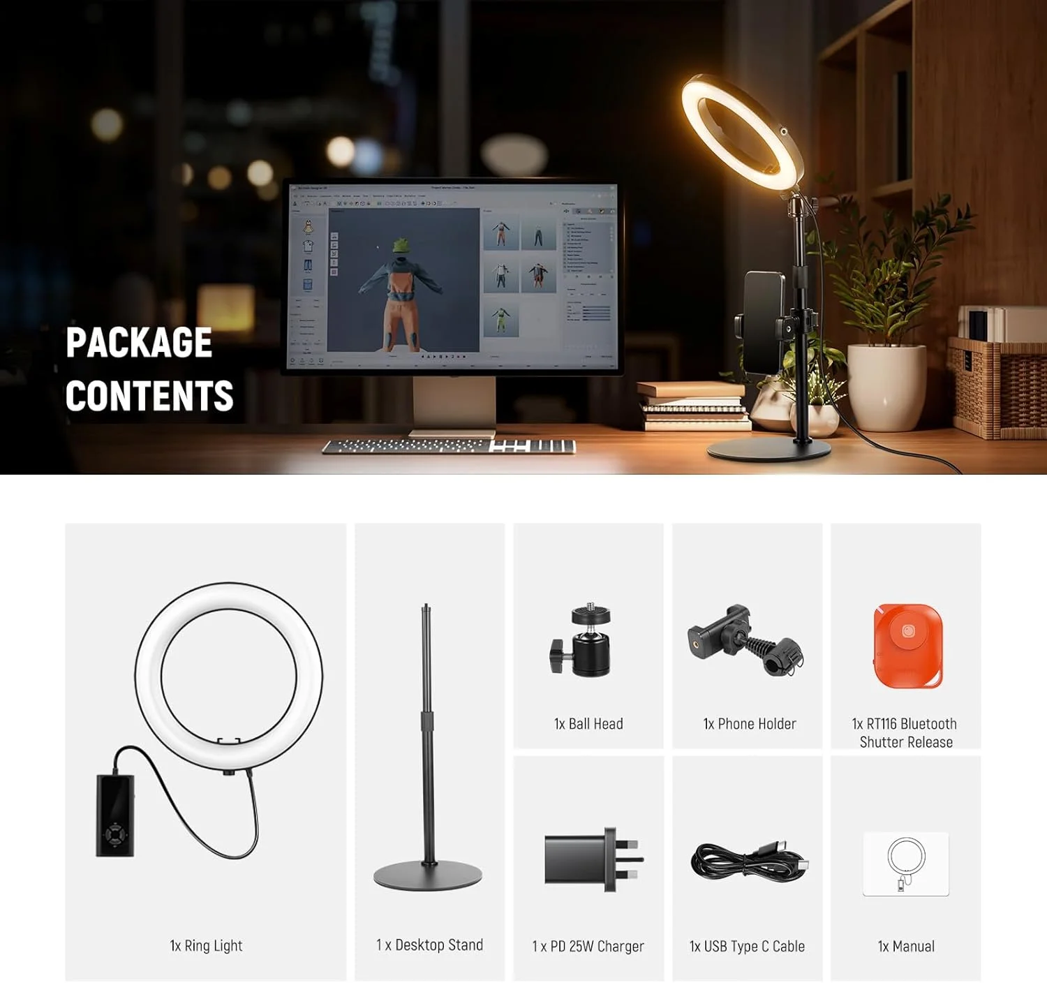 نور حلقه ای رومیزی 8 اینچی 18 واتی پرقدرت NEEWER با پایه و نگهدارنده تلفن، نور حلقه ای سلفی دایره ای برای استریمینگ، ولاگینگ، ضبط آیفون، کیت نورپردازی کنفرانس ویدیویی برای تماس زوم لپ تاپ، RH8B نور حلقه ای رومیزی 8 اینچی 18 واتی پرقدرت NEEWER با پایه و نگهدارنده تلفن، نور حلقه ای سلفی دایره ای برای استریمینگ، ولاگینگ، ضبط آیفون، کیت نورپردازی کنفرانس ویدیویی برای تماس زوم لپ تاپ، RH8B