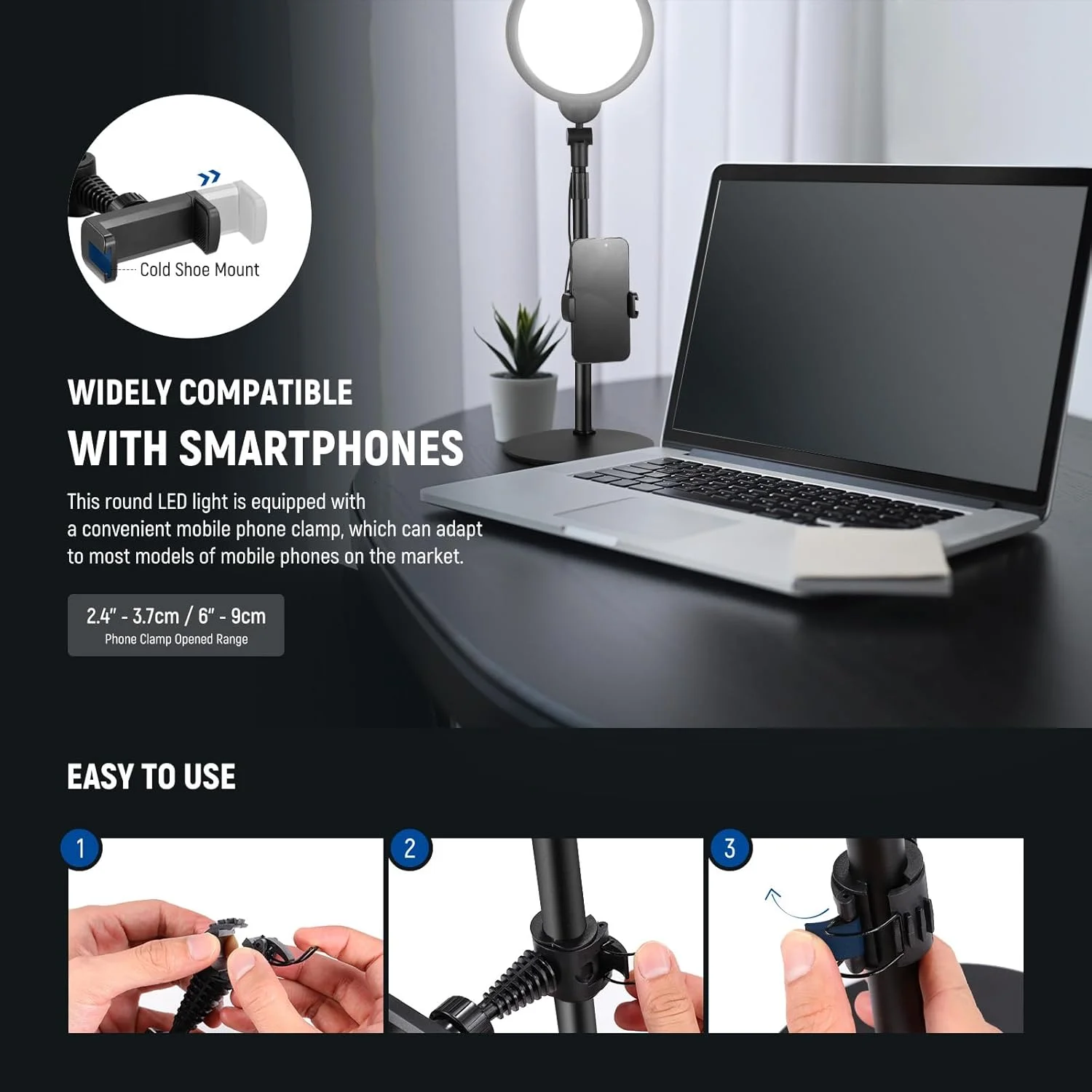 نور حلقه ای رومیزی NEEWER BASICS مدل R06، بسته 2 عددی، 7 اینچی، برای ضبط ویدیو، نورپردازی 10 واتی قابل تنظیم با پایه و نگهدارنده گوشی برای آیفون، کامپیوتر، لپ تاپ، وبلاگ، پخش زنده و کنفرانس ویدیویی نور حلقه ای رومیزی NEEWER BASICS مدل R06، بسته 2 عددی، 7 اینچی، برای ضبط ویدیو، نورپردازی 10 واتی قابل تنظیم با پایه و نگهدارنده گوشی برای آیفون، کامپیوتر، لپ تاپ، وبلاگ، پخش زنده و کنفرانس ویدیویی