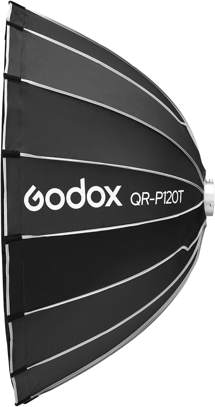 سافت باکس پارابولیک 120 سانتی متری Godox QR-P120T با قابلیت رهاسازی سریع به همراه گرید لانه زنبوری، مانت بوئن به همراه دیفیوزر داخلی و خارجی مناسب برای Godox MS300 MS300-V SK300II SK400II SL60W SL60II SL100D SL100BI LA150D سافت باکس پارابولیک 120 سانتی متری Godox QR-P120T با قابلیت رهاسازی سریع به همراه گرید لانه زنبوری، مانت بوئن به همراه دیفیوزر داخلی و خارجی مناسب برای Godox MS300 MS300-V SK300II SK400II SL60W SL60II SL100D SL100BI LA150D