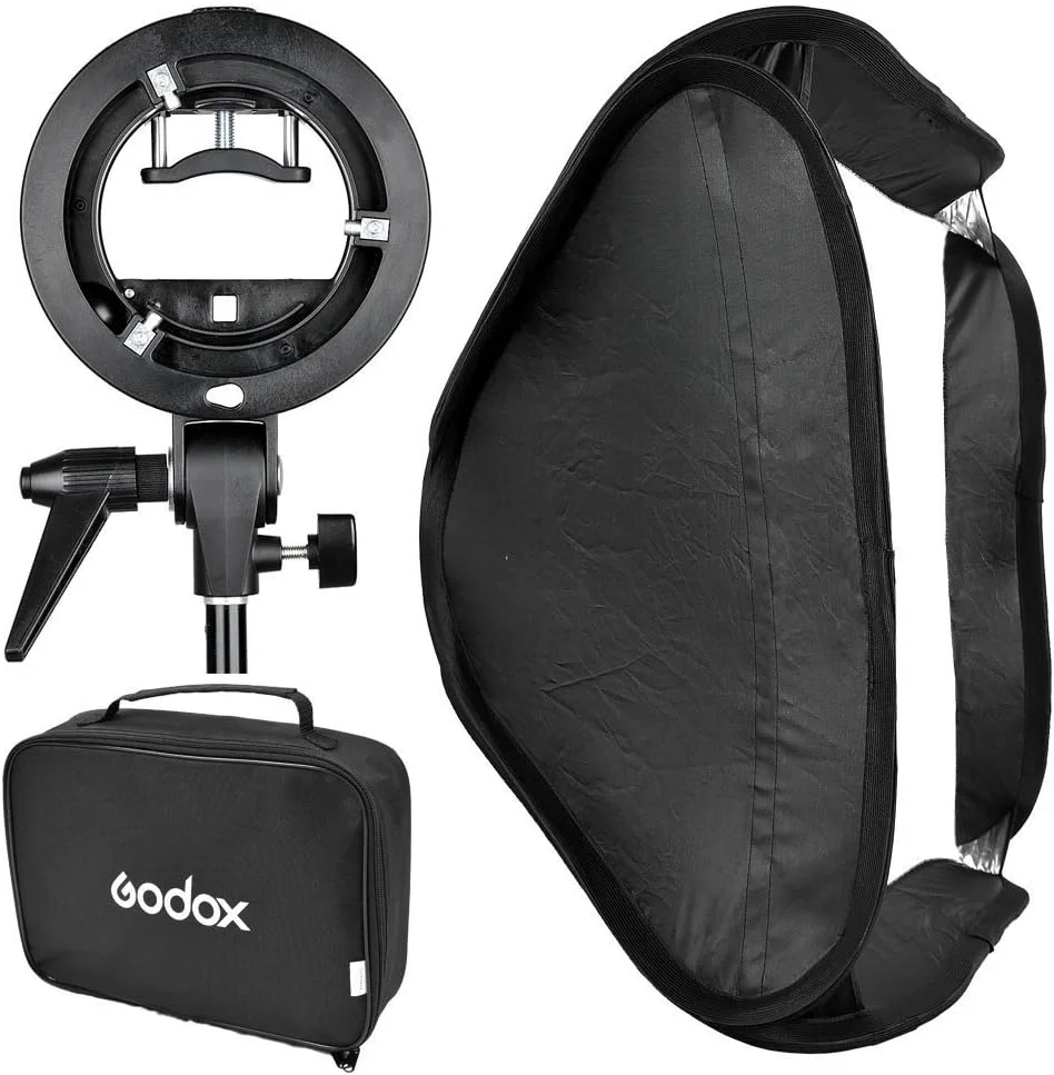 کیت براکت GODOX Speedlite S2 با سافت باکس 60X60 سانتی متر (مانت بوون) برای اسپیدلایت، Godox-Softbox6060_DE، 60x60 سانتی متر