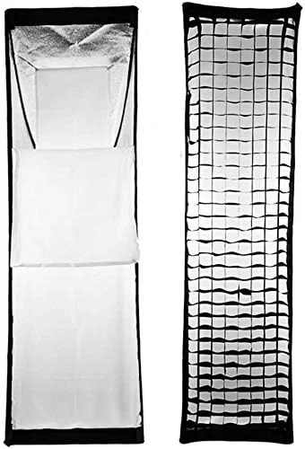 نرم باکس نواری 12x47/30x120 سانتی متری گودکس 2 عددی با مانت بوئنز، رینگ سرعت و گرید لانه زنبوری برای اسپیدلایت، فلاش استودیویی، مونو لایت - ایده آل برای عکاسی پرتره و محصول