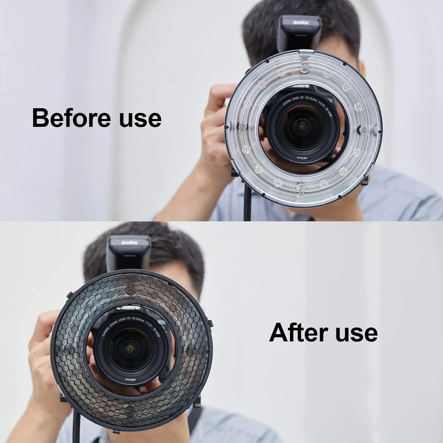 گرید لانه زنبوری عکاسی 20 درجه Godox R200-HC20 برای فلاش حلقوی Godox R200، برای عکاسی خلاقانه، هنری، تبلیغاتی و محصول