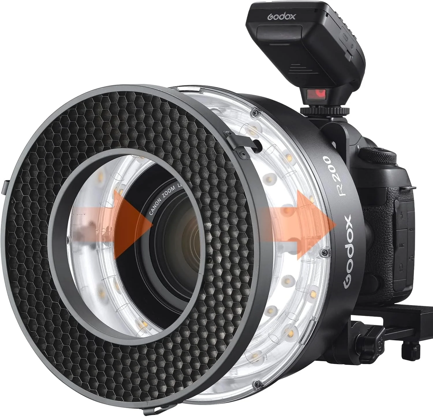 گرید لانه زنبوری 20 درجه Godox R200-HC20 برای فلاش حلقوی Godox R200 گرید لانه زنبوری 20 درجه Godox R200-HC20 برای فلاش حلقوی Godox R200