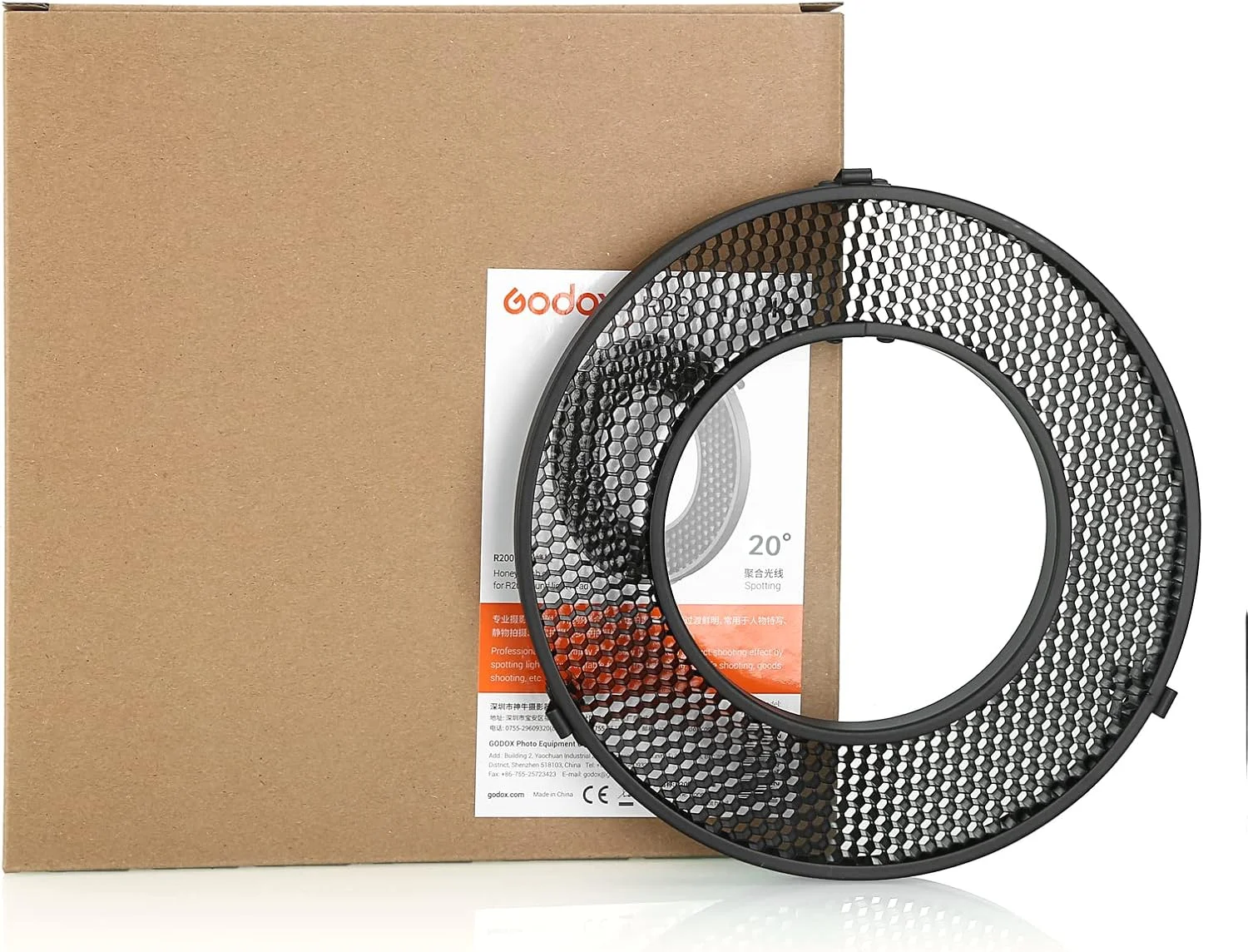 گرید لانه زنبوری 20 درجه Godox R200-HC20 برای فلاش حلقوی Godox R200 گرید لانه زنبوری 20 درجه Godox R200-HC20 برای فلاش حلقوی Godox R200