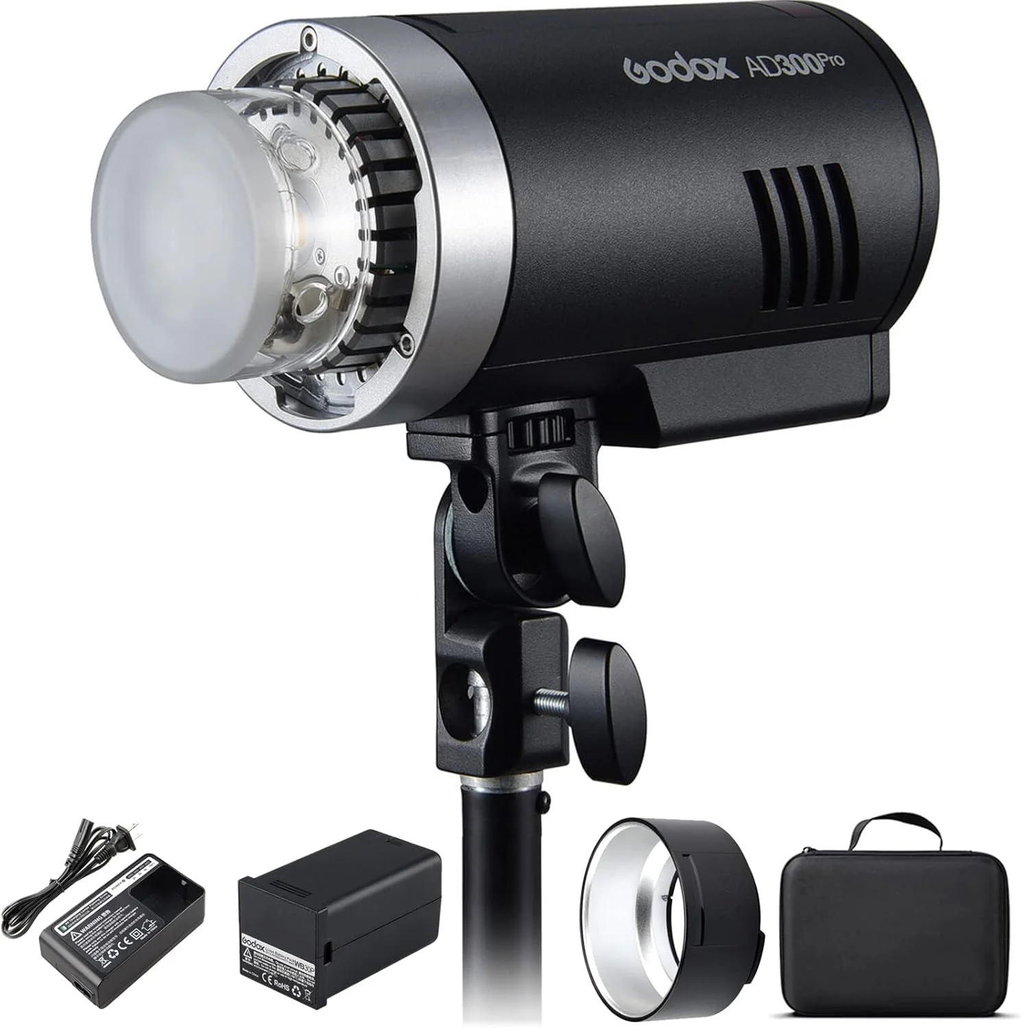 فلاش استودیویی و بیرونی گودکس AD300Pro، فلاش AD300 Pro 300W 2.4G TTL HSS 1/8000s Monolight Speedlite Light، باتری لیتیومی 2600mAh، زمان بازیافت 0.01-1.5 ثانیه، LED مدل‌سازی دو رنگ 12 واتی قابل تنظیم