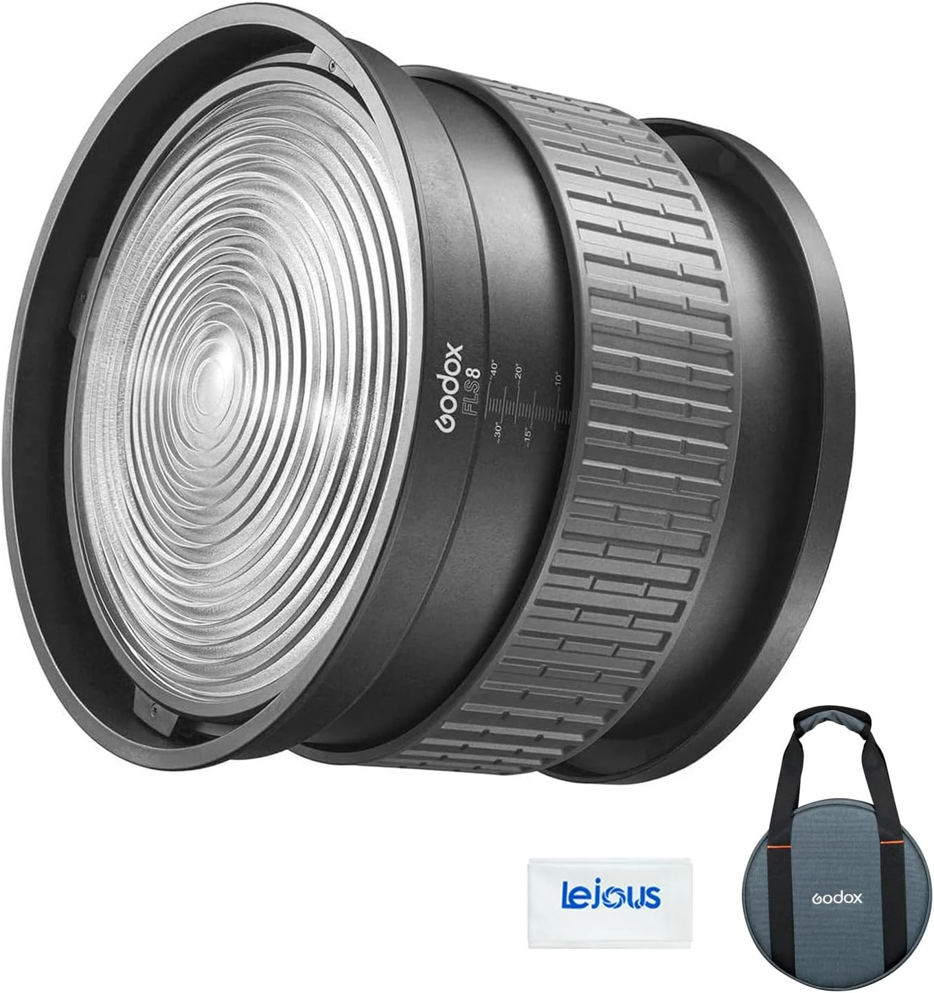 لنز فرنل با زاویه پرتو قابل تنظیم 10-40 درجه گودکس FLS8 برای چراغ های LED با مانت بوئنز گودکس (شامل کیف حمل) - لوازم جانبی لنز نور مداوم دوربین