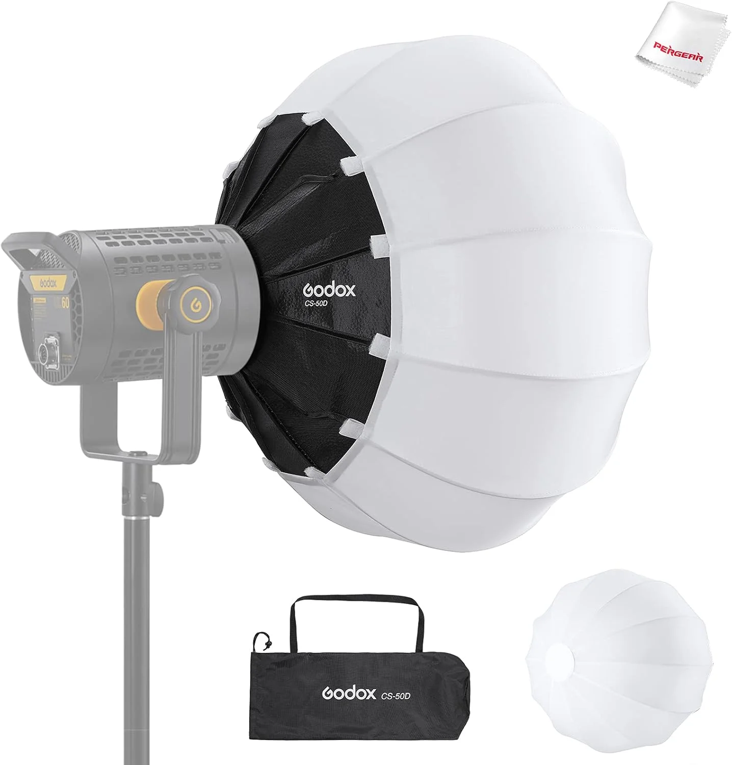 نرم باکس فانوسی گودکس مدل CS-50D، اصلاح کننده نور ملایم، برای Godox SL-60W SL150W II FV150 AD300PRO AD400PRO AD600BM VL150 VL300 SL150WII SL200WII و سایر نورهای با مانت بوئنز (50 سانتی متر | 19.68 اینچ)