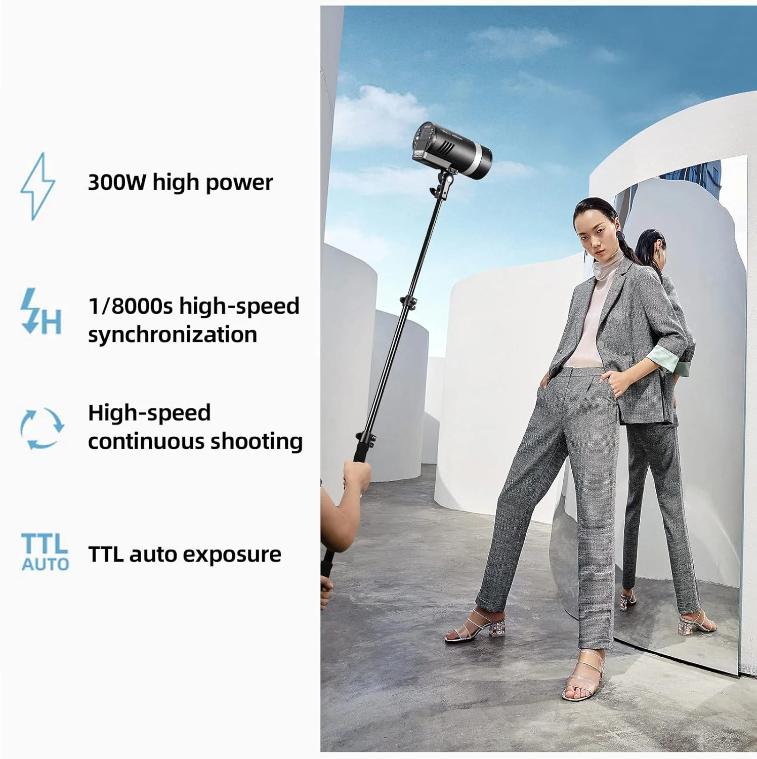 فلاش استودیویی و بیرونی گودکس AD300Pro، فلاش AD300 Pro 300W 2.4G TTL HSS 1/8000s Monolight Speedlite Light، باتری لیتیومی 2600mAh، زمان بازیافت 0.01-1.5 ثانیه، LED مدلسازی دو رنگ 12 واتی قابل تنظیم فلاش استودیویی و بیرونی گودکس AD300Pro، فلاش AD300 Pro 300W 2.4G TTL HSS 1/8000s Monolight Speedlite Light، باتری لیتیومی 2600mAh، زمان بازیافت 0.01-1.5 ثانیه، LED مدلسازی دو رنگ 12 واتی قابل تنظیم