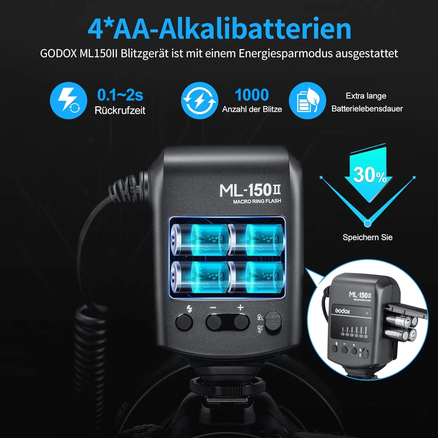 ست فلاش حلقوی ماکرو LED قابل حمل Godox ML150II با انتخاب توان 6 سطحی (1/32-1/1) 5800 کلوین ± 200 کلوین قابل تنظیم برای Nikon/Canon/Panasonic/Olympus/Sony با 8 عدد حلقه آداپتور ست فلاش حلقوی ماکرو LED قابل حمل Godox ML150II با انتخاب توان 6 سطحی (1/32-1/1) 5800 کلوین ± 200 کلوین قابل تنظیم برای Nikon/Canon/Panasonic/Olympus/Sony با 8 عدد حلقه آداپتور