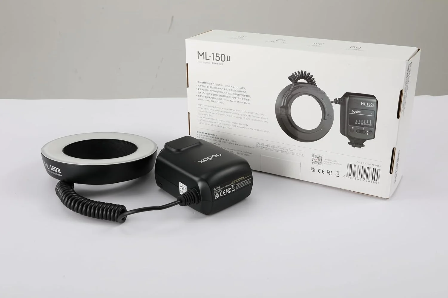 ست فلاش حلقوی ماکرو LED قابل حمل Godox ML150II با انتخاب توان 6 سطحی (1/32-1/1) 5800 کلوین ± 200 کلوین قابل تنظیم برای Nikon/Canon/Panasonic/Olympus/Sony با 8 عدد حلقه آداپتور ست فلاش حلقوی ماکرو LED قابل حمل Godox ML150II با انتخاب توان 6 سطحی (1/32-1/1) 5800 کلوین ± 200 کلوین قابل تنظیم برای Nikon/Canon/Panasonic/Olympus/Sony با 8 عدد حلقه آداپتور