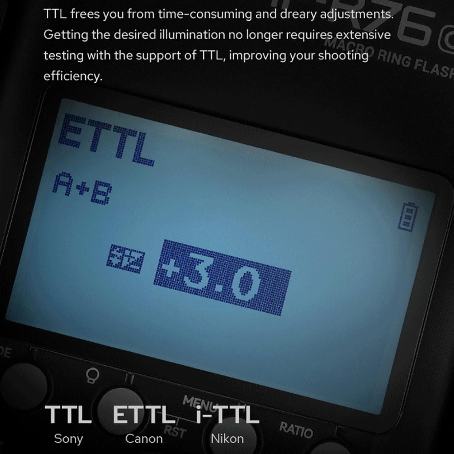 فلاش حلقوی ماکرو TTL گودکس MF-R76C با توان 76 وات، HSS، بیسیم 2.4G، عدد راهنمای 14، دمای رنگ 5900K، 550 فلاش با توان کامل، زمان بازیافت 0.1-1 ثانیه، لولههای فلاش دوگانه، اسپیدلایت برای دوربینهای کانن برای عکاسی از حیوانات، گیاهان و غیره فلاش حلقوی ماکرو TTL گودکس MF-R76C با توان 76 وات، HSS، بیسیم 2.4G، عدد راهنمای 14، دمای رنگ 5900K، 550 فلاش با توان کامل، زمان بازیافت 0.1-1 ثانیه، لولههای فلاش دوگانه، اسپیدلایت برای دوربینهای کانن برای عکاسی از حیوانات، گیاهان و غیره