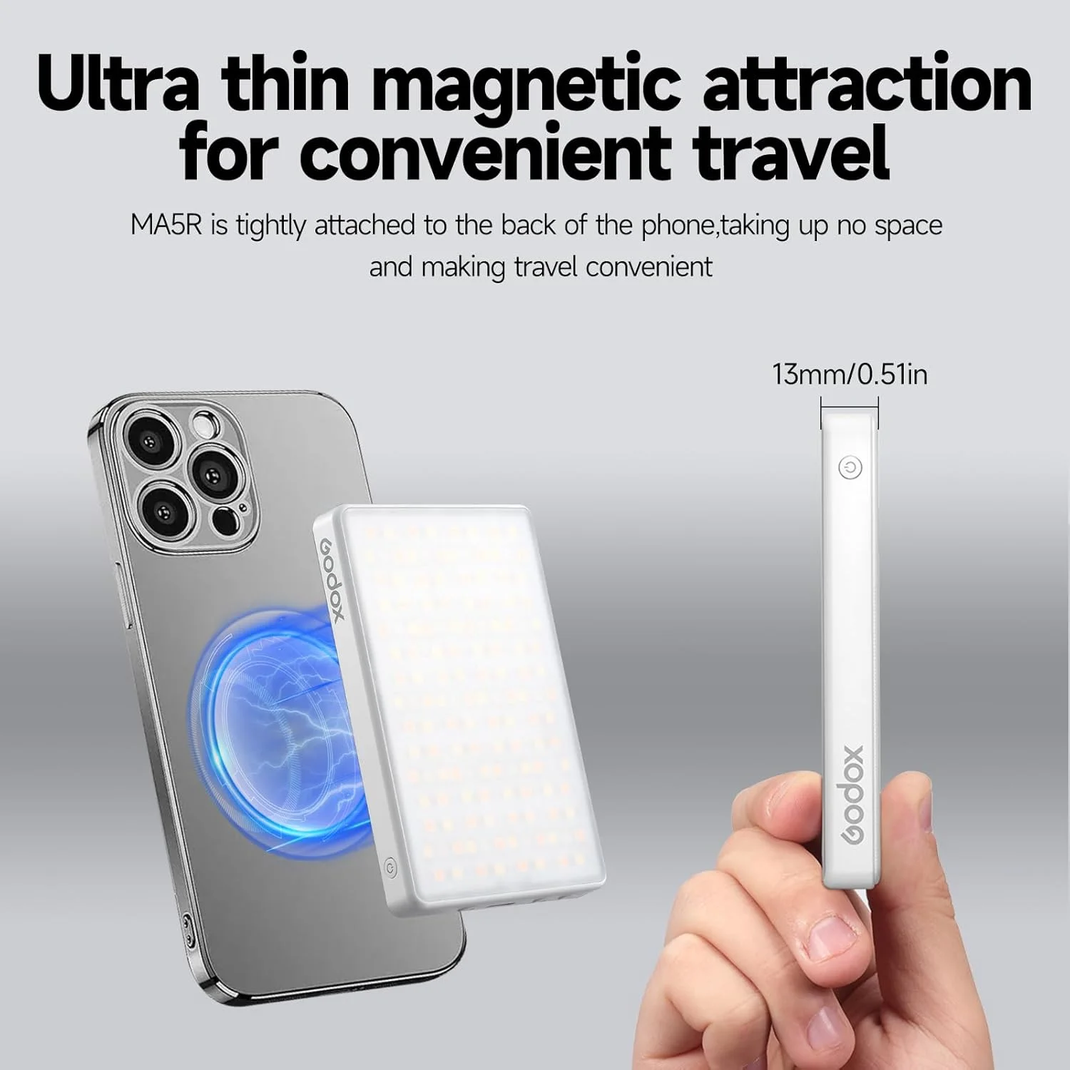 نور سلفی مغناطیسی شارژی گودوکس MA5R برای گوشی، نور پرکننده تمام رنگی با 14 حالت FX، نور ویدیویی RGB با CRI95+، CCT 1800K-10000K، پشتیبانی از APP/NFC، برای TikTok/Vlog/تماسهای Zoom/آرایش (سفید) نور سلفی مغناطیسی شارژی گودوکس MA5R برای گوشی، نور پرکننده تمام رنگی با 14 حالت FX، نور ویدیویی RGB با CRI95+، CCT 1800K-10000K، پشتیبانی از APP/NFC، برای TikTok/Vlog/تماسهای Zoom/آرایش (سفید)