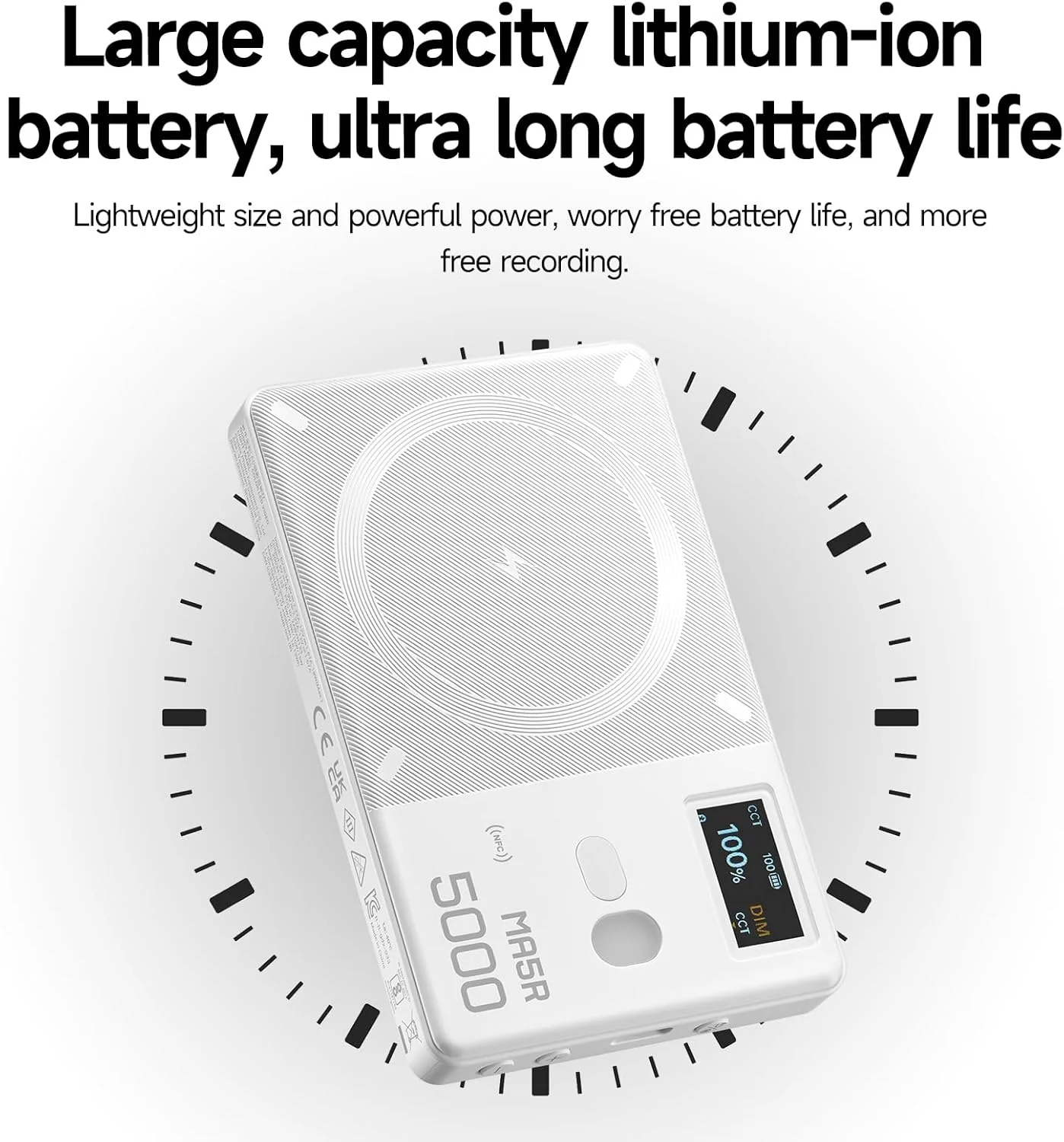 نور سلفی مغناطیسی شارژی گودوکس MA5R برای گوشی، نور پرکننده تمام رنگی با 14 حالت FX، نور ویدیویی RGB با CRI95+، CCT 1800K-10000K، پشتیبانی از APP/NFC، برای TikTok/Vlog/تماسهای Zoom/آرایش (سفید) نور سلفی مغناطیسی شارژی گودوکس MA5R برای گوشی، نور پرکننده تمام رنگی با 14 حالت FX، نور ویدیویی RGB با CRI95+، CCT 1800K-10000K، پشتیبانی از APP/NFC، برای TikTok/Vlog/تماسهای Zoom/آرایش (سفید)