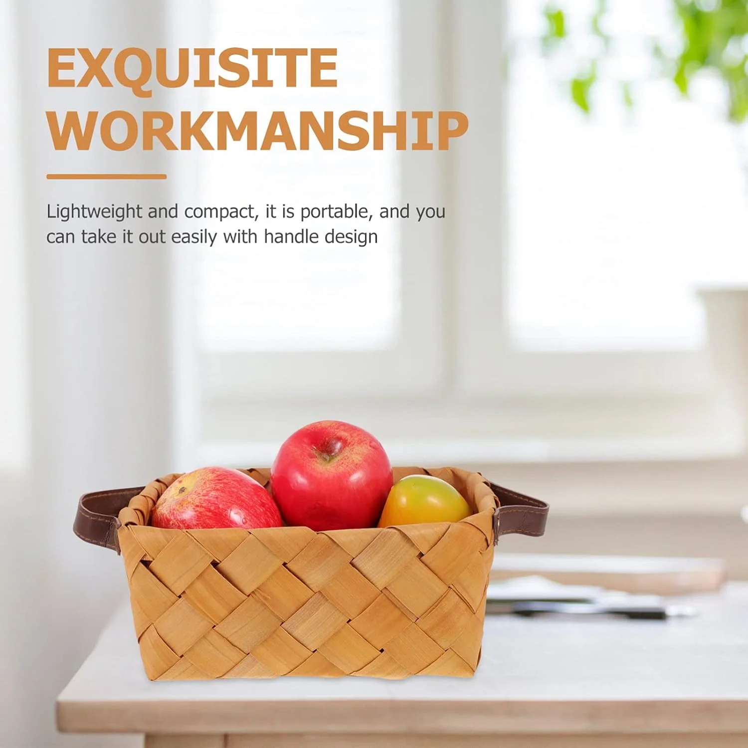 سبد خرید آفریقایی بزرگ مستطیلی بافته شده از نی با دسته چوبی، سبد بافت گل، سبد نگهداری، کیف خرید مواد غذایی