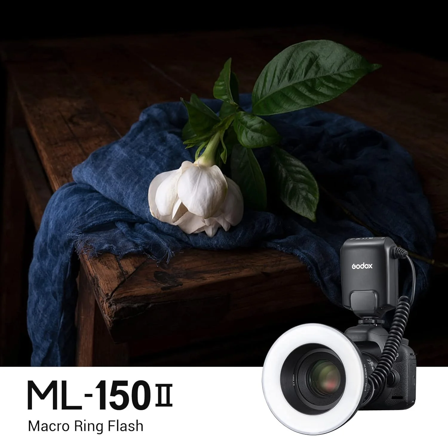 فلاش حلقوی ماکرو Godox ML150II، نور عالی برای عکاسی ماکرو، 4 عدد باتری آلکالاین AA، روشنایی قابل تنظیم، عدد راهنمای بالا GN12 فلاش حلقوی ماکرو Godox ML150II، نور عالی برای عکاسی ماکرو، 4 عدد باتری آلکالاین AA، روشنایی قابل تنظیم، عدد راهنمای بالا GN12