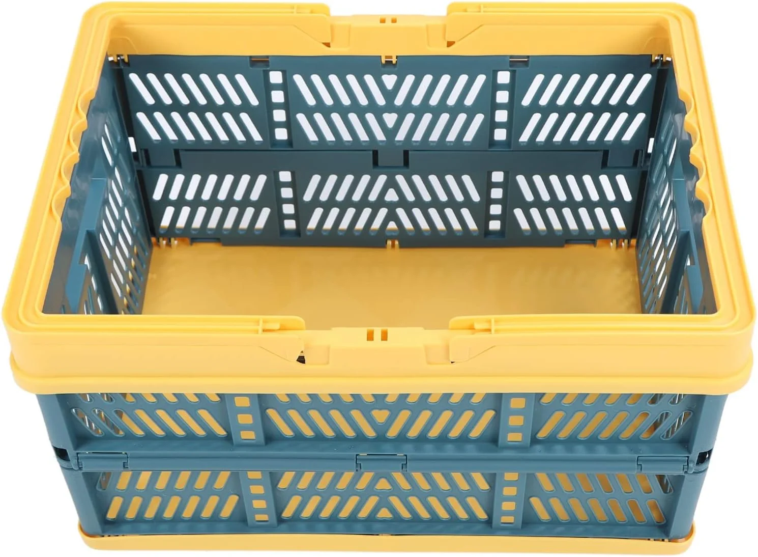 سبدهای تاشو با دسته، سبدهای خرید تاشو ضد آب PP برای خانه، آشپزخانه، اتاق خواب، دفتر کار (زرد سبز سایز بزرگ)