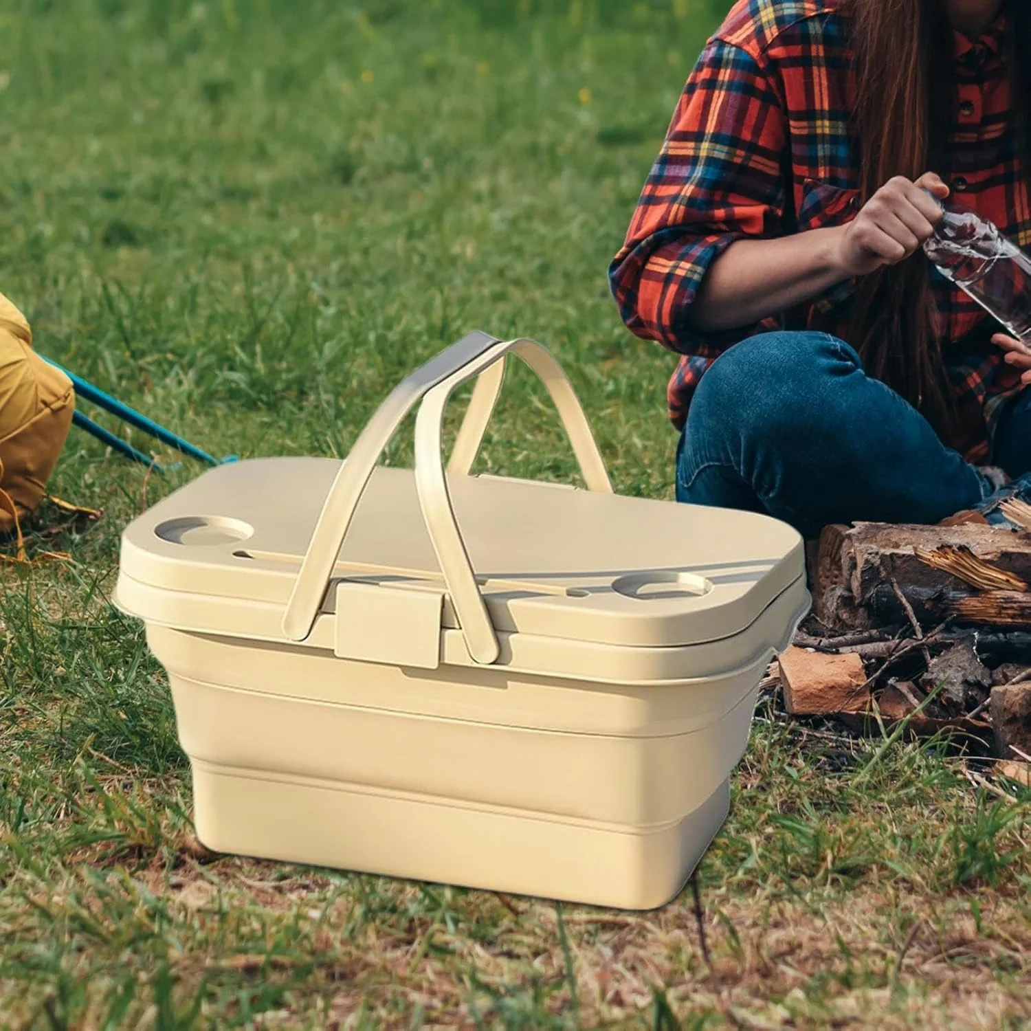 سبد خرید دسته دار - سبد بزرگ تاشو مواد غذایی با دسته | لوازم پیک نیک برای برداشت سبزیجات، میوه، گل، باغبانی و چیدن