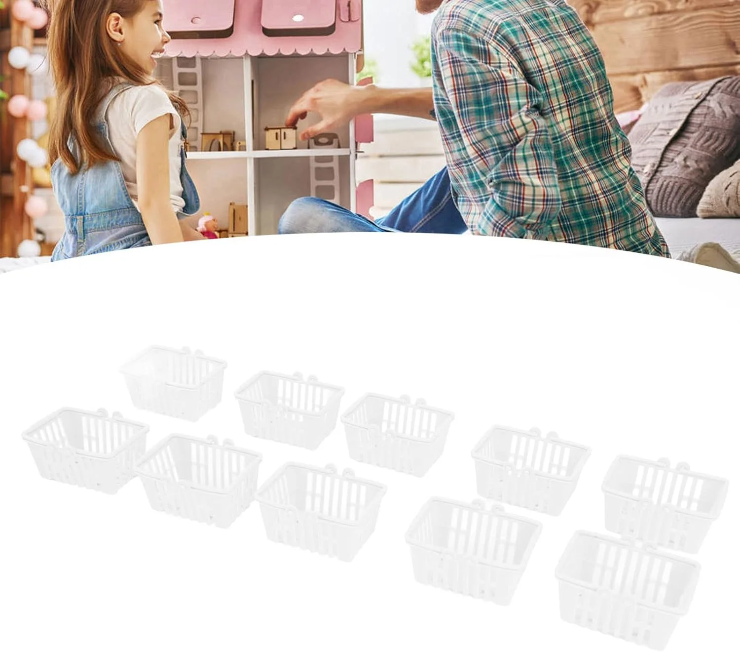 سبد خرید خانه عروسکی فرن، 10 عدد سبد خرید مینیاتوری نفیس و کاربردی با کاربرد گسترده برای کودکان برای صنایع دستی DIY (سفید)
