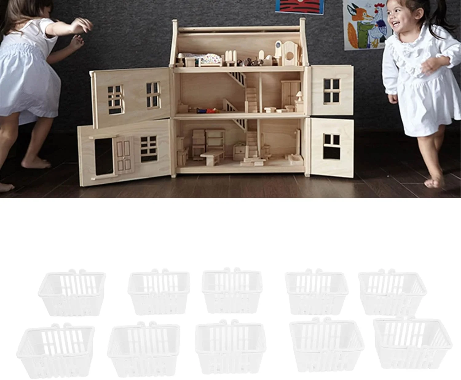 سبد خرید خانه عروسکی فرن، 10 عدد سبد خرید مینیاتوری نفیس و کاربردی با کاربرد گسترده برای کودکان برای صنایع دستی DIY (سفید)