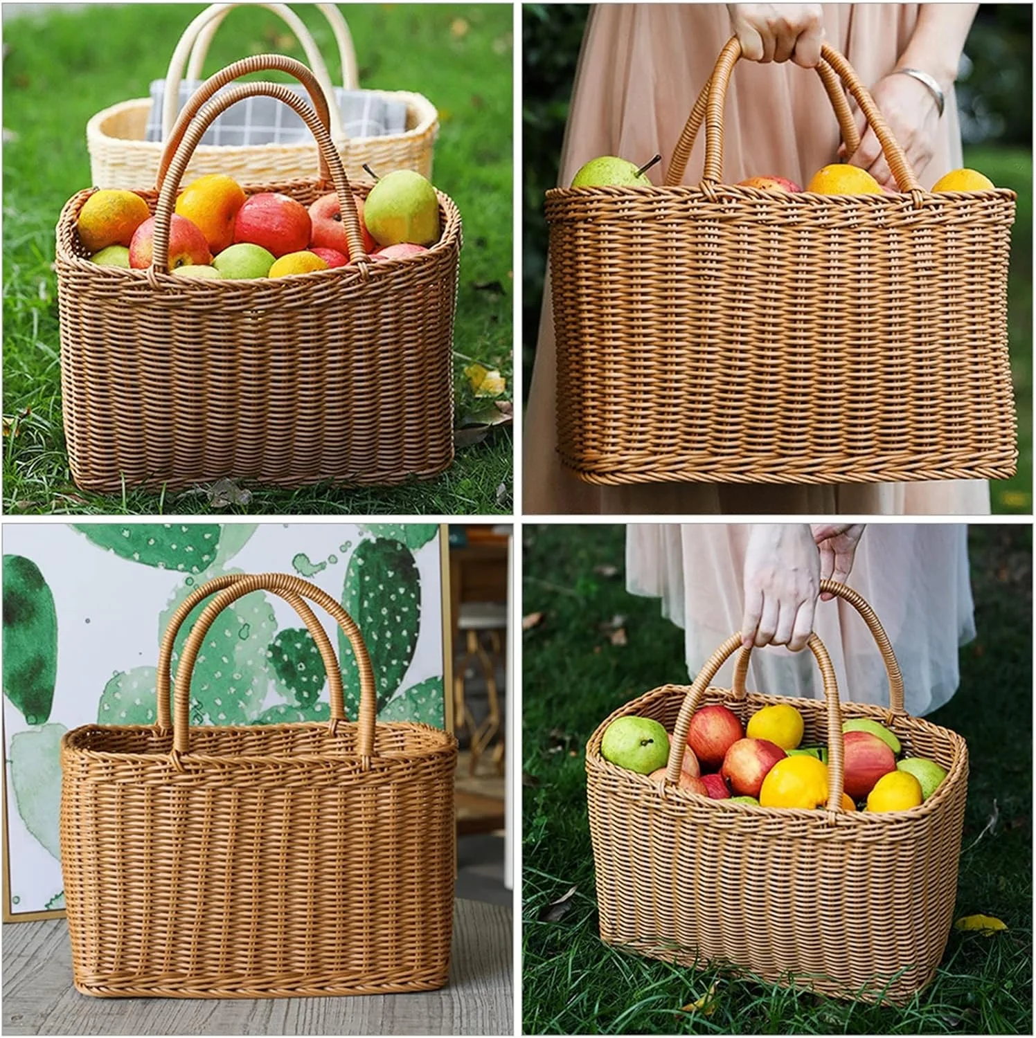 سبد تخم مرغ UTOYA سبد حصیری بافته شده سبد های ذخیره سازی کیف پیک نیک گل حصیری ساحل دسته گل بازار کاه میوه هدیه حمل خرید بسته بندی دستی