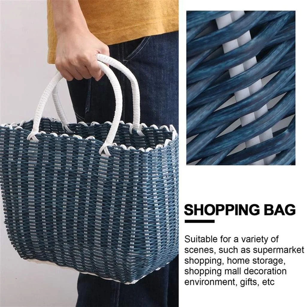 سبد بافتنی بادوام و کاربردی ALQYQGP، سبد خرید، سبد ذخیره سازی برای فروشگاه خانگی (رنگ: C)