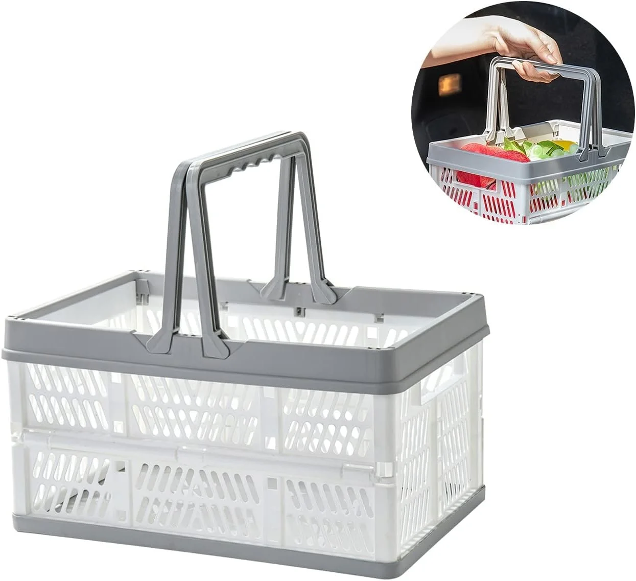 سبد تخم مرغ UTOYA سبد خرید تاشو سبد پلاستیکی تاشو جعبه نگهداری مواد غذایی قابل انباشت کیف دستی پلاستیکی تاشو با دسته (رنگ: آبی تیره) سبد تخم مرغ UTOYA سبد خرید تاشو سبد پلاستیکی تاشو جعبه نگهداری مواد غذایی قابل انباشت کیف دستی پلاستیکی تاشو با دسته (رنگ: آبی تیره)