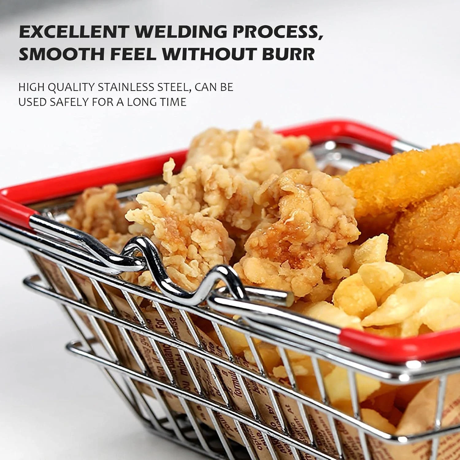 سبد سرخ کن مینی استیل ضد زنگ، نگهدارنده سیب زمینی سرخ کرده، سبد نگهدارنده ماهی و چیپس استیل ضد زنگ - سبد خرید و سرو غذا به شکل چرخ دستی (سبد خرید قرمز) سبد سرخ کن مینی استیل ضد زنگ، نگهدارنده سیب زمینی سرخ کرده، سبد نگهدارنده ماهی و چیپس استیل ضد زنگ - سبد خرید و سرو غذا به شکل چرخ دستی (سبد خرید قرمز)