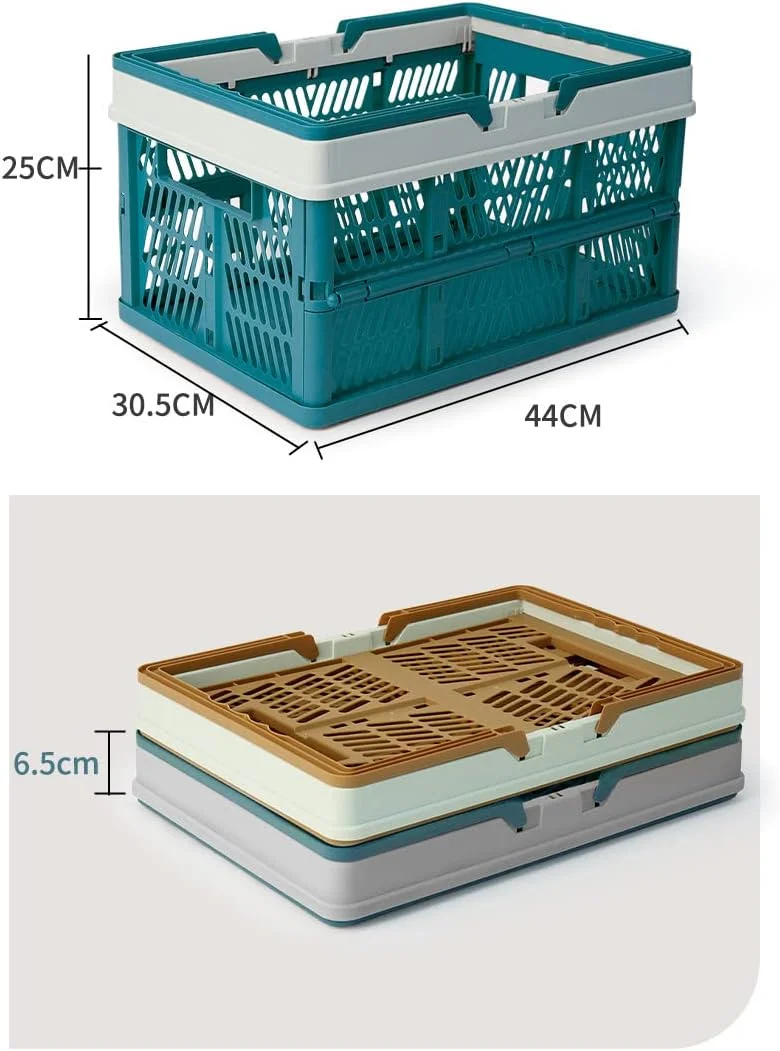 سبدهای خرید پلاستیکی تاشو، سبد پیک نیک، ظروف نگهداری تاشو قابل حمل با دسته، سبدهای سازمان دهنده مواد غذایی برای صندوق عقب خودرو، باغ، آشپزخانه، خرید